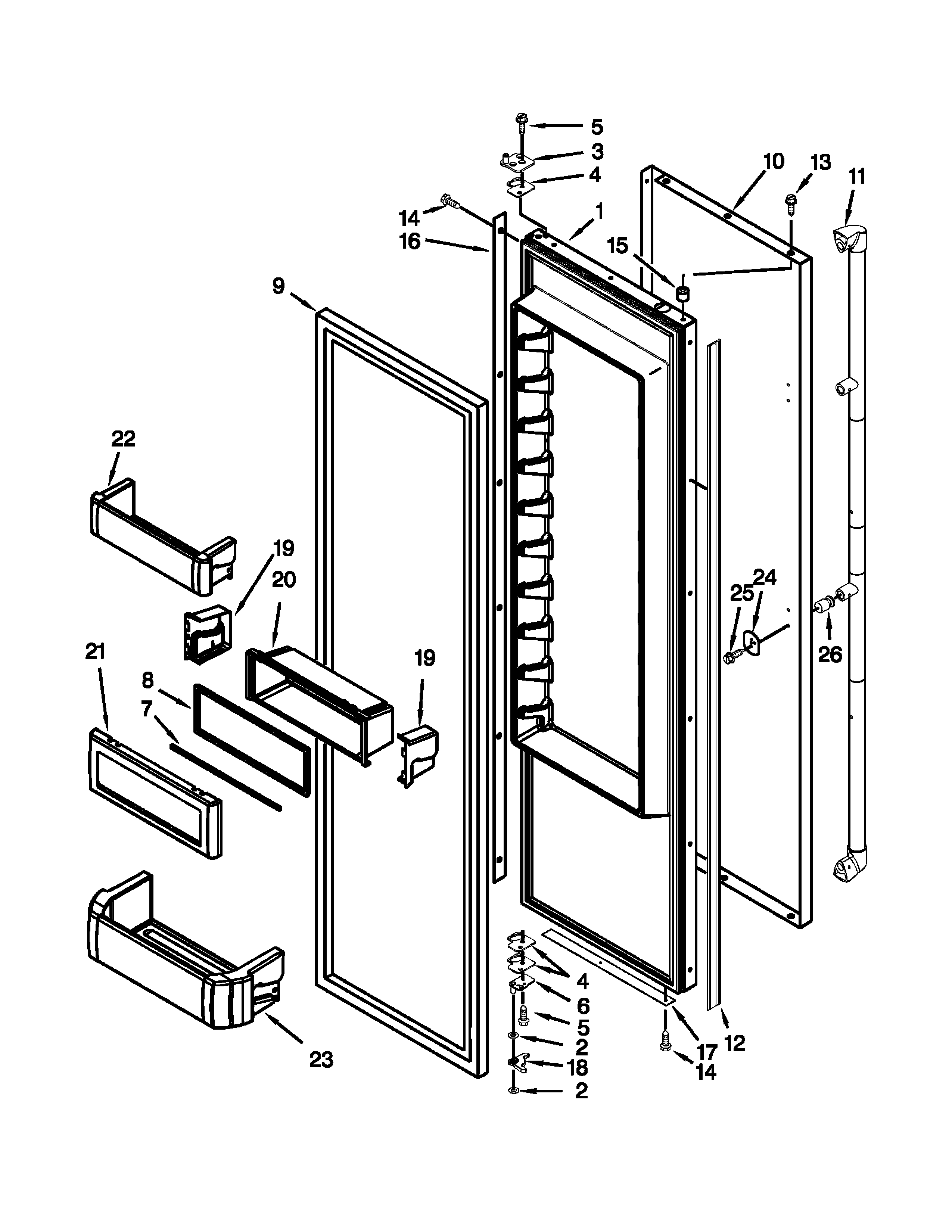 Jenn-Air JS48PPDUDB20 refrigerator door parts diagram