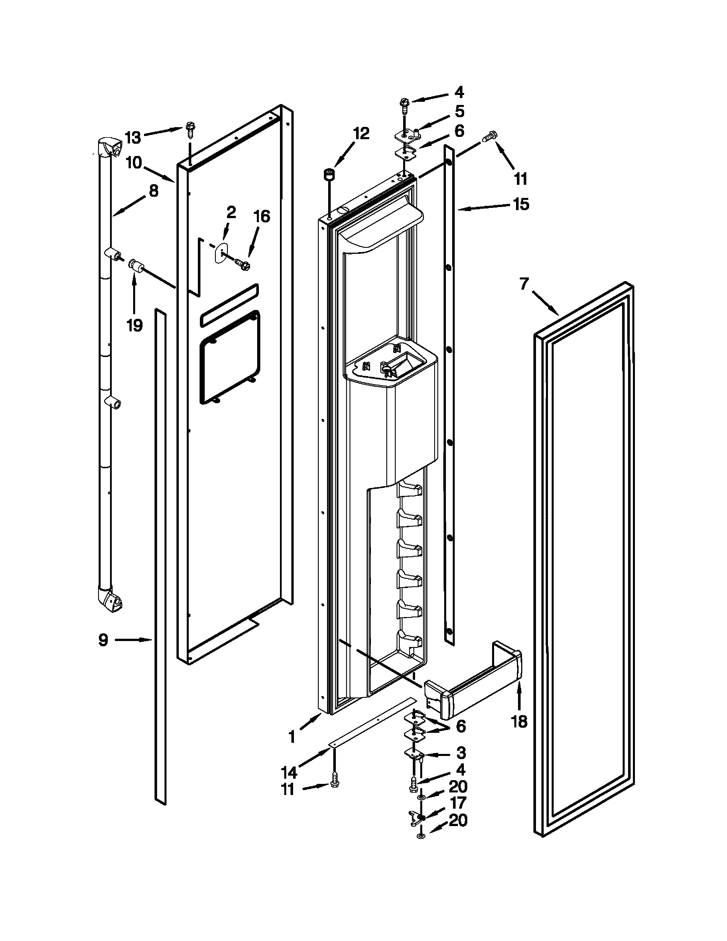 Jenn-Air JS48PPDUDB20 freezer door parts diagram