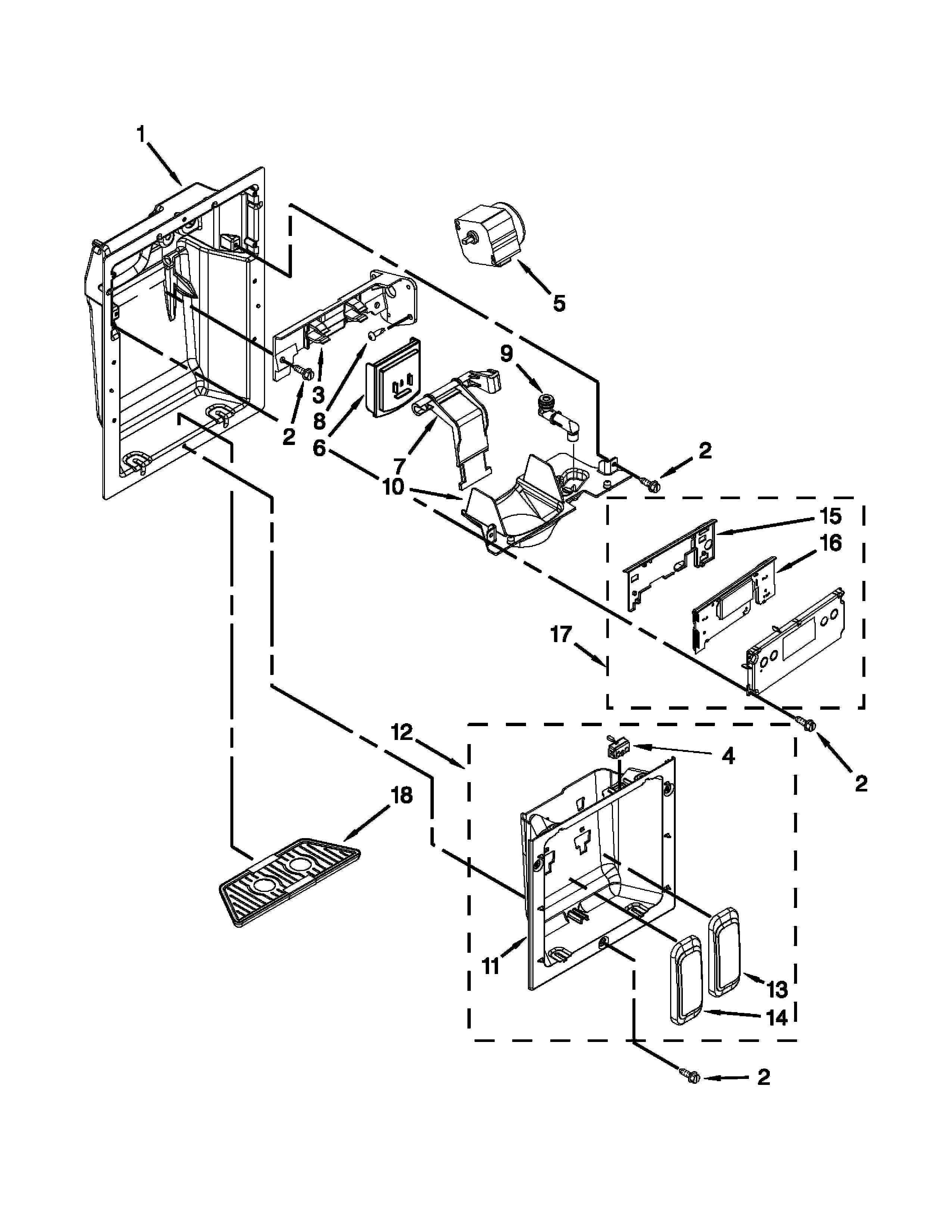 Jenn-Air JS48PPDUDB20 dispenser parts diagram
