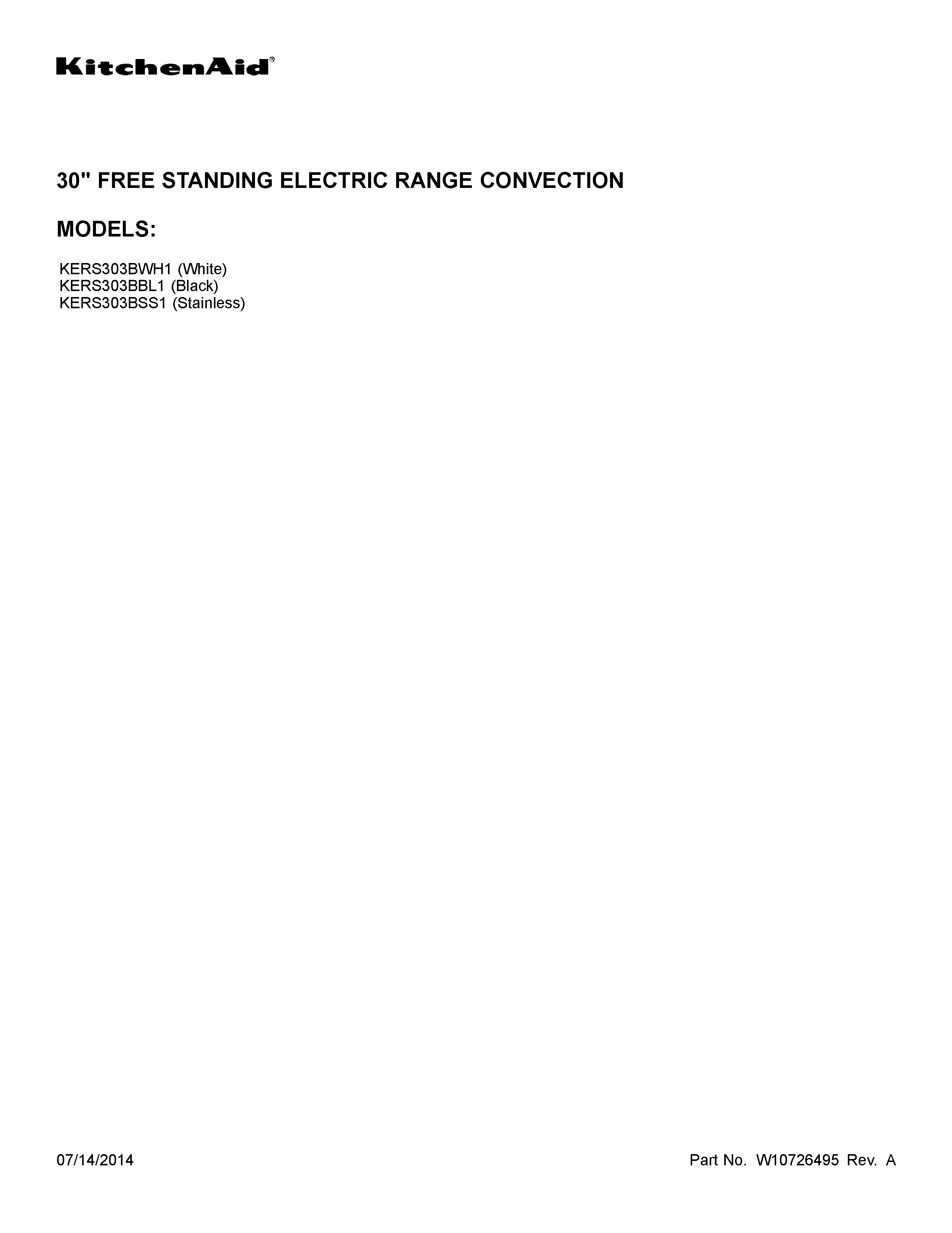 KitchenAid KERS303BWH1 cover sheet diagram