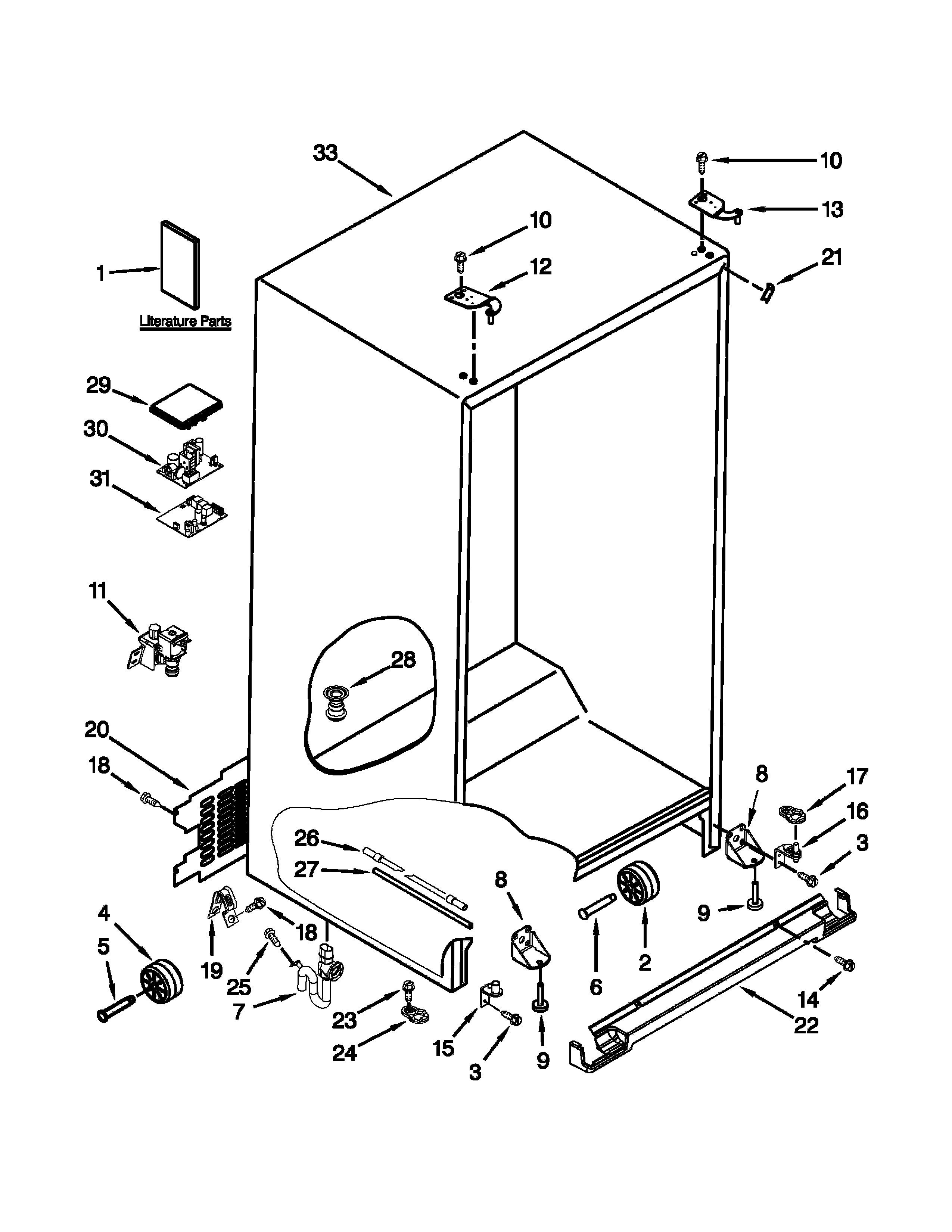 KitchenAid KSC24C8EYP03 cabinet parts diagram