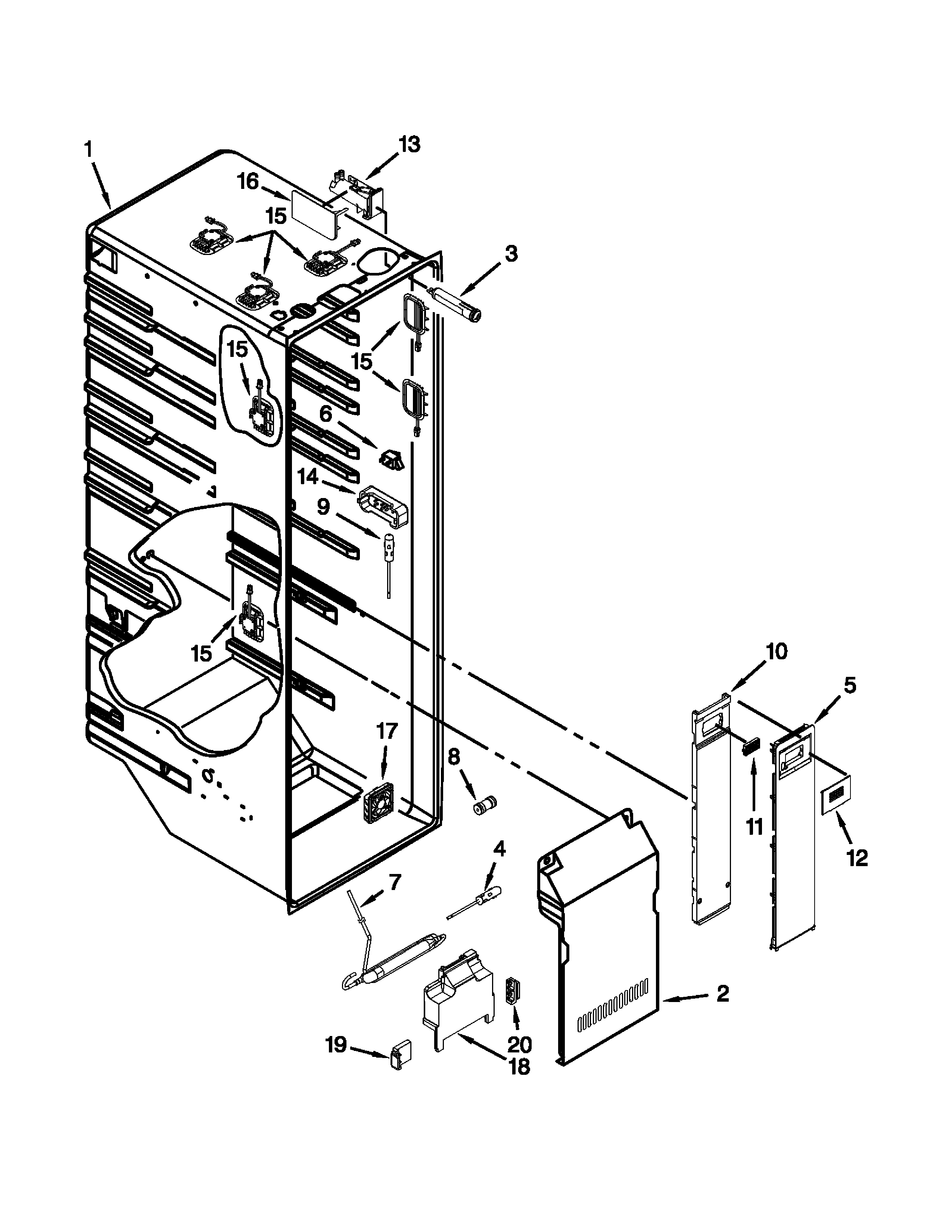 KitchenAid KSC24C8EYP03 refrigerator liner parts diagram