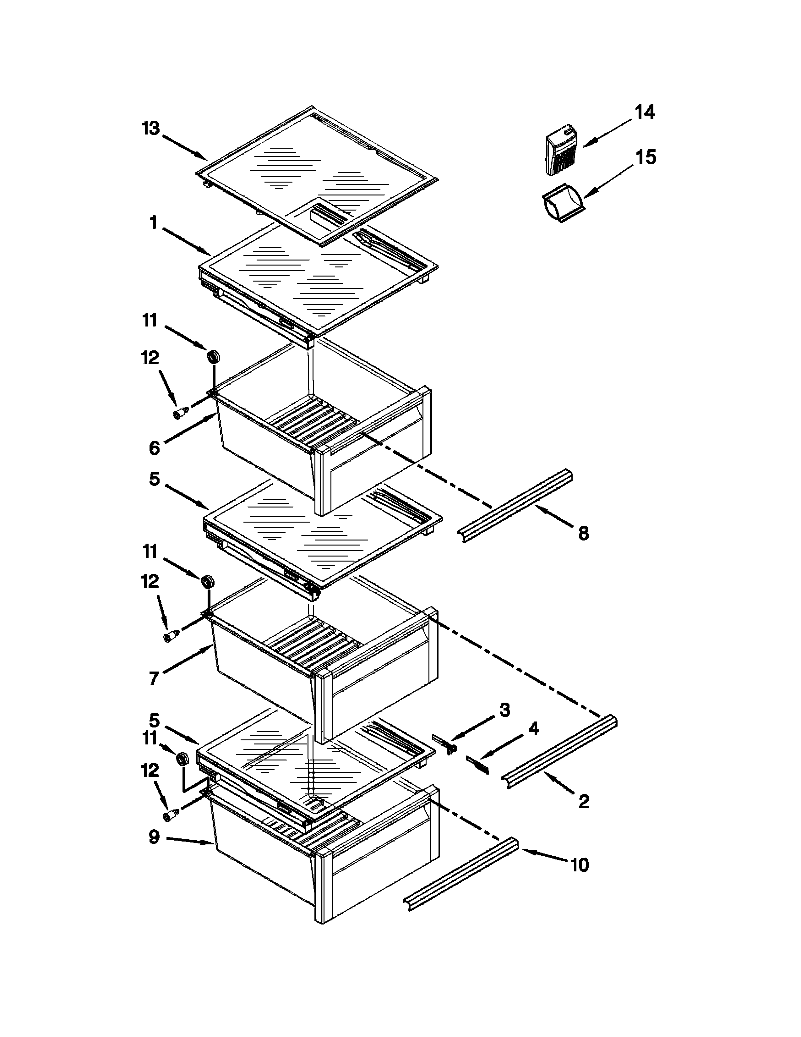 KitchenAid KSC24C8EYP03 refrigerator shelf parts diagram
