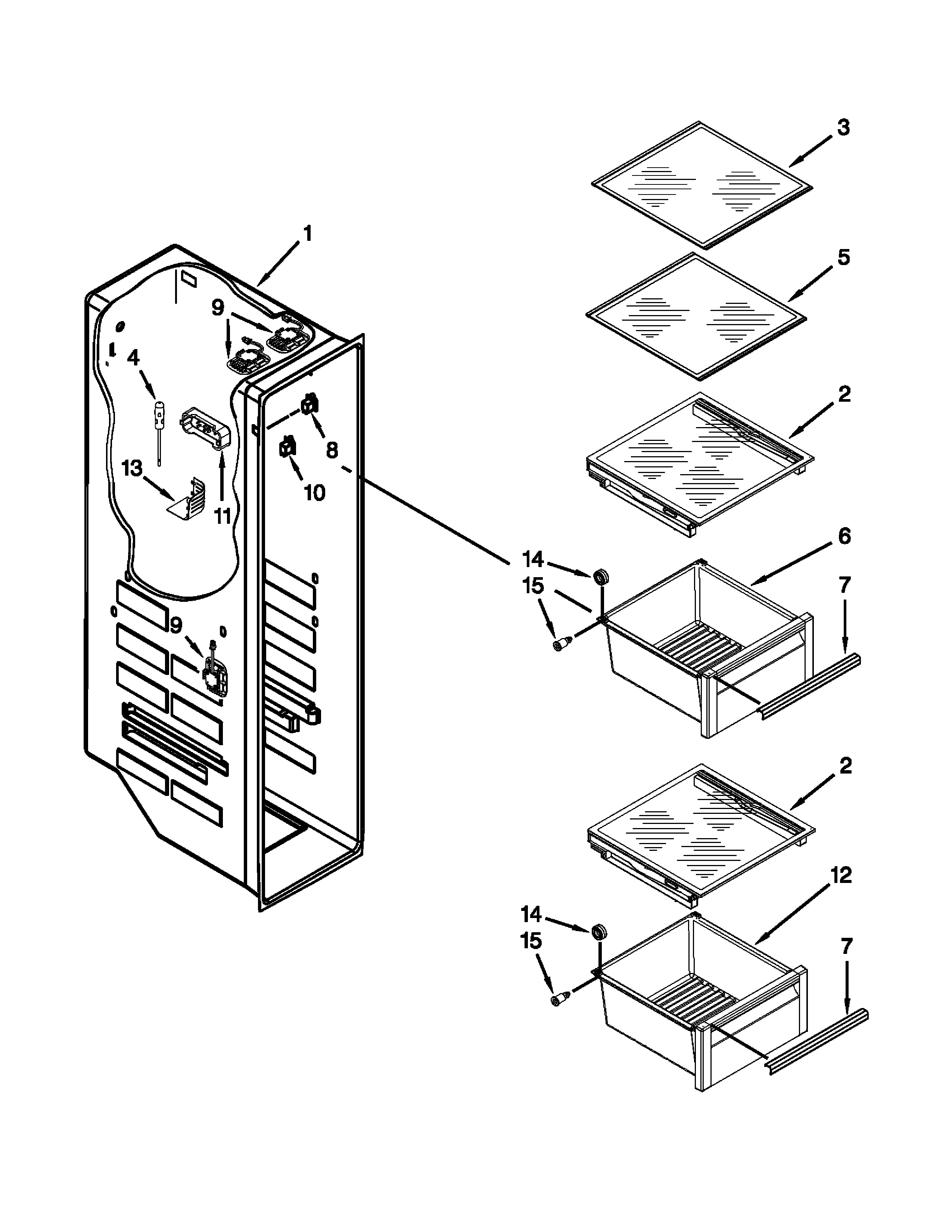 KitchenAid KSC24C8EYP03 freezer liner parts diagram