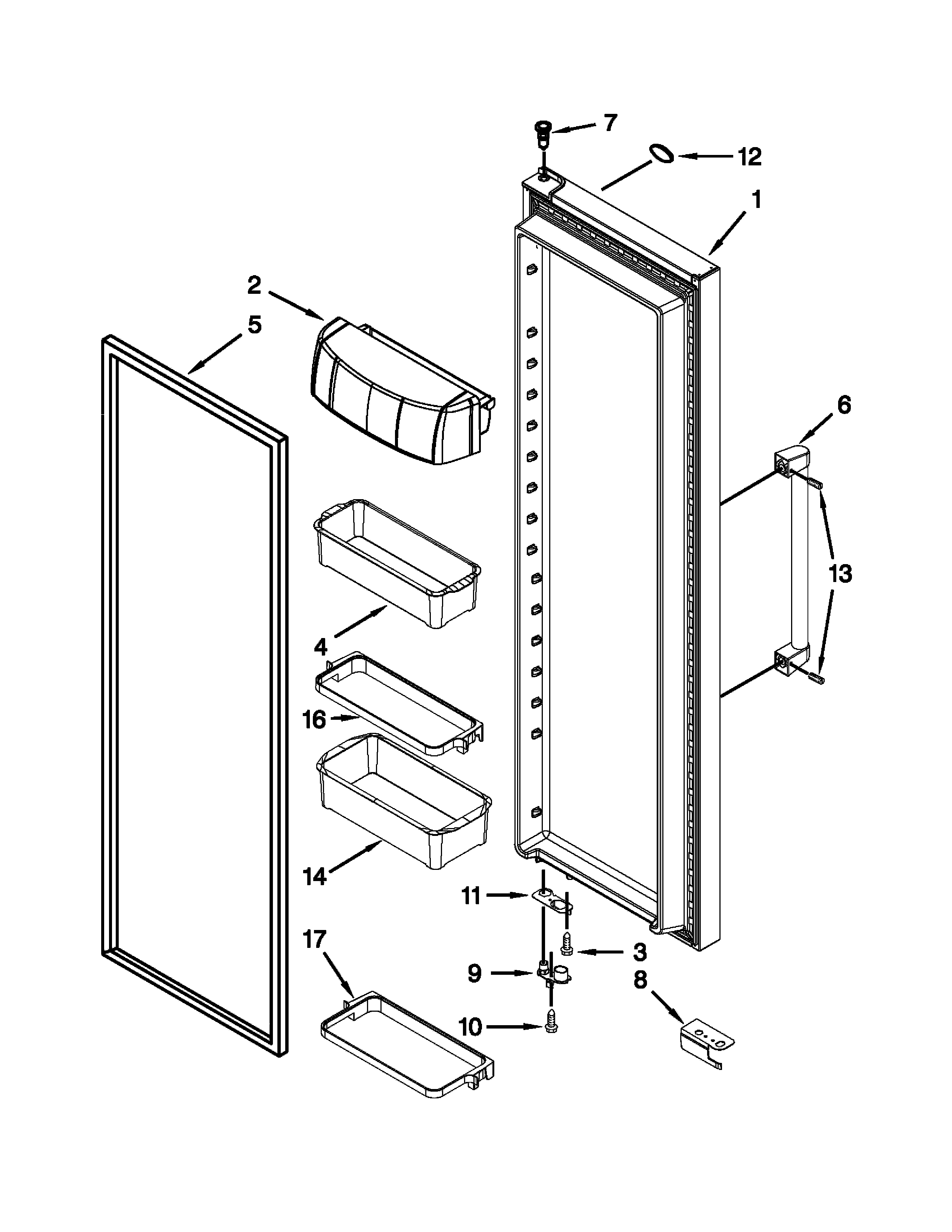 KitchenAid KSC24C8EYP03 refrigerator door parts diagram