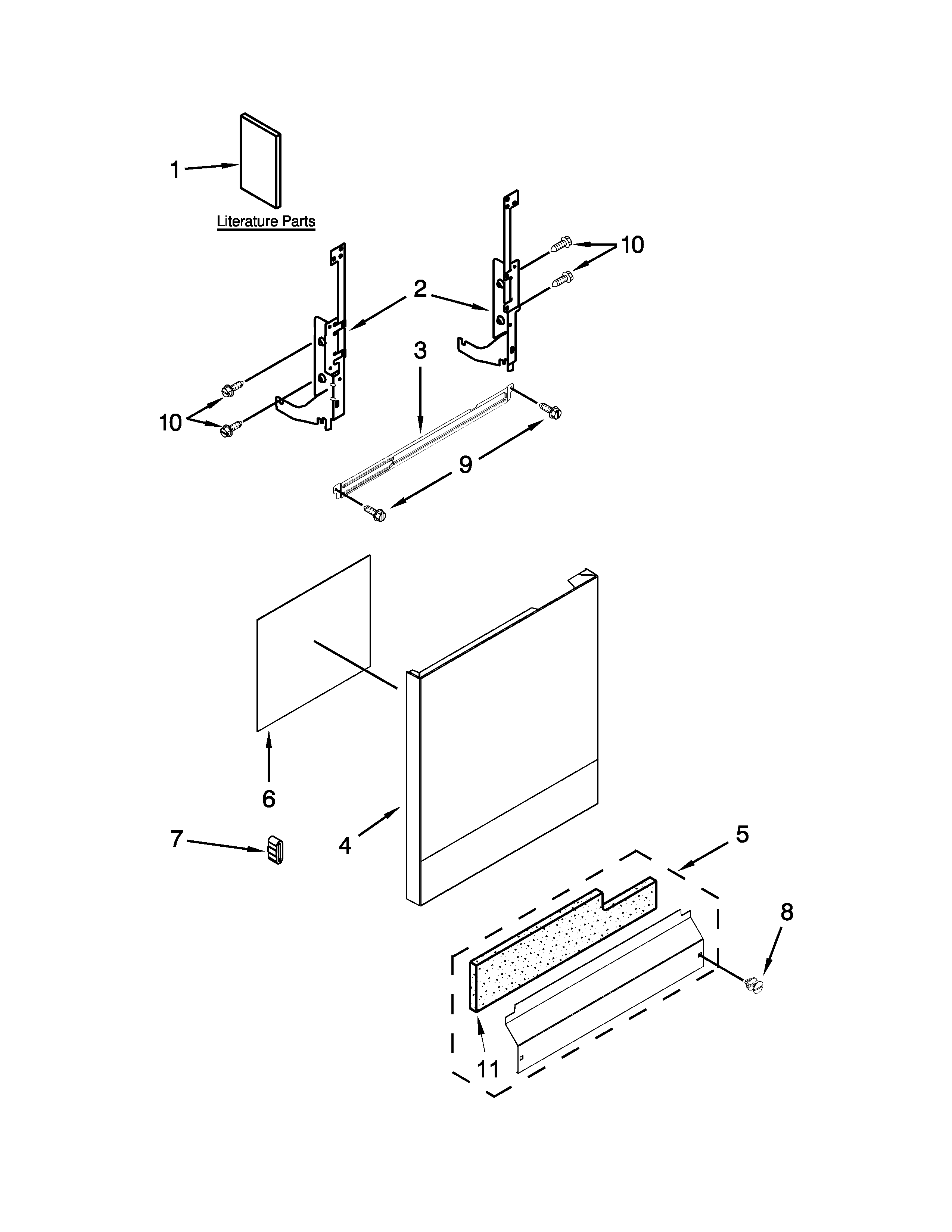 Whirlpool WDF320PADD0 door and panel parts diagram