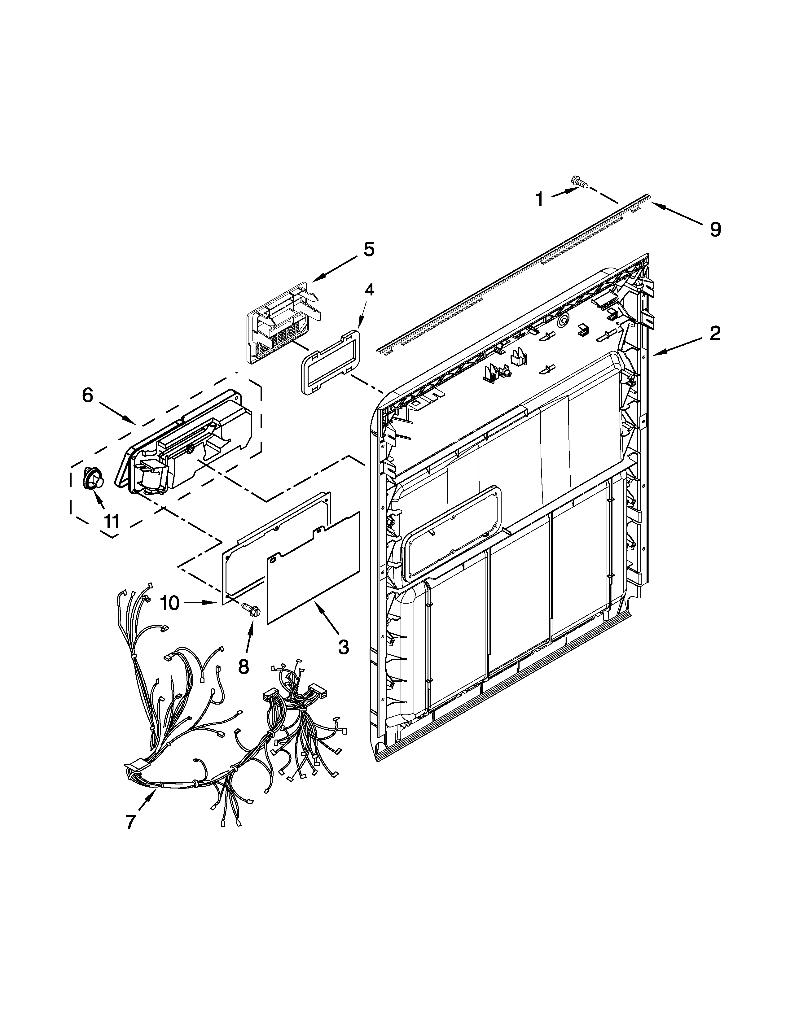 Whirlpool WDF320PADD0 inner door parts diagram