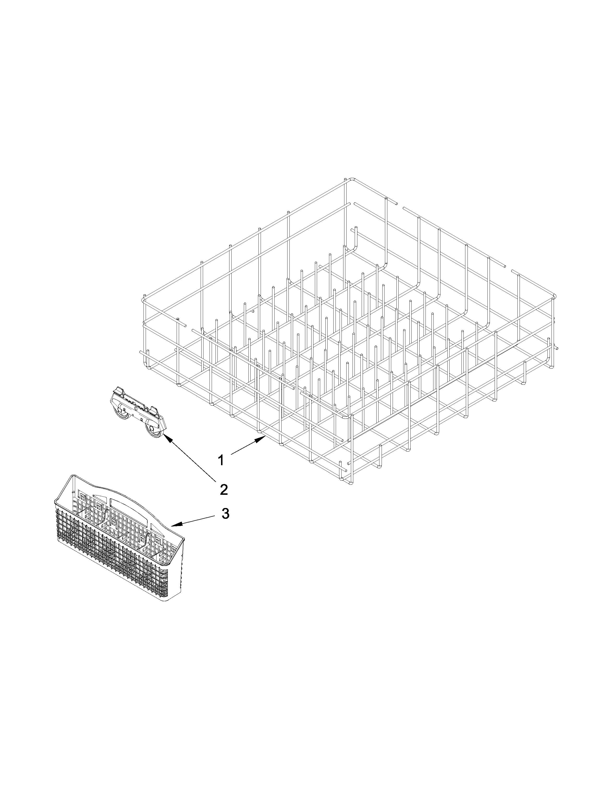 Whirlpool WDF320PADD0 lower rack parts diagram