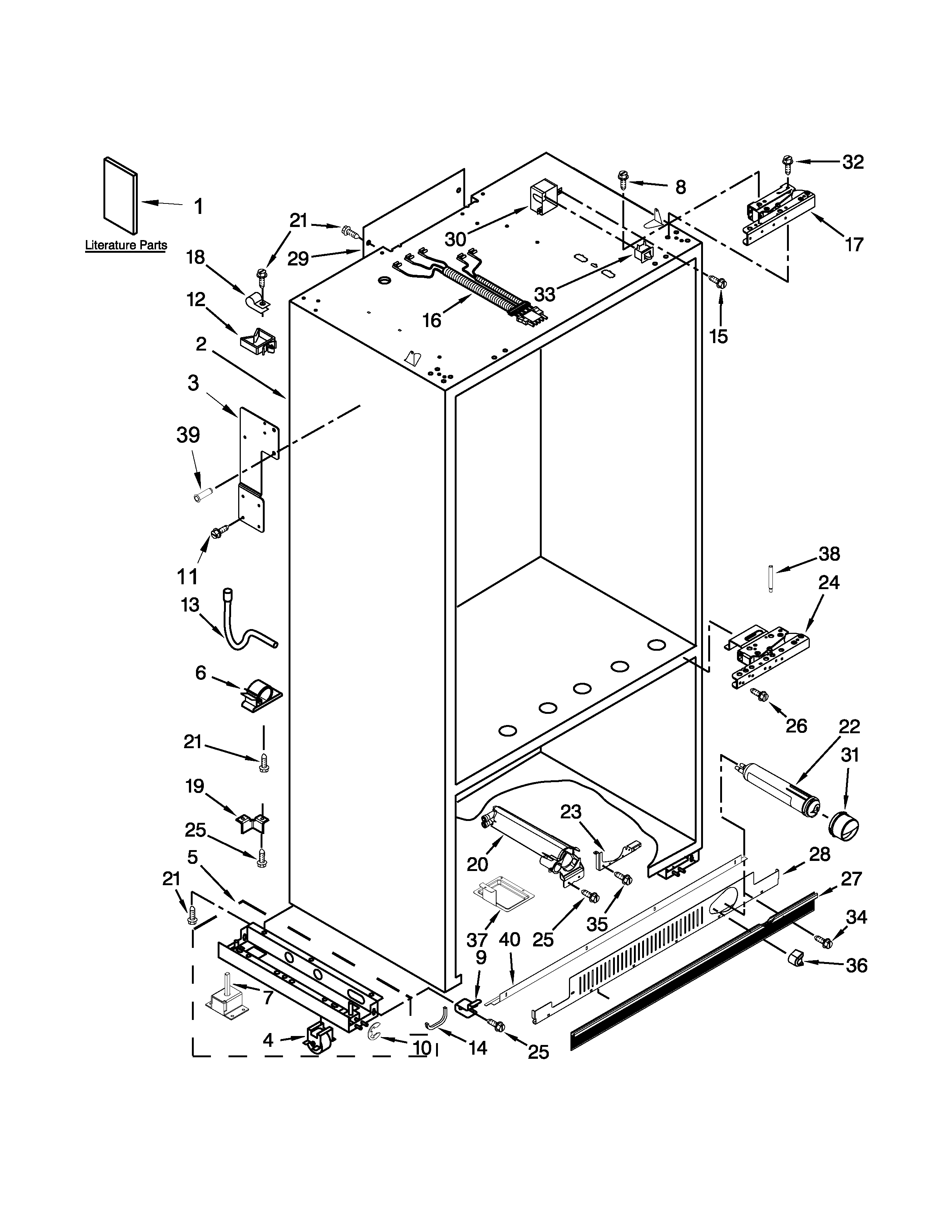 Jenn-Air JB36NXFXRW05 cabinet parts diagram