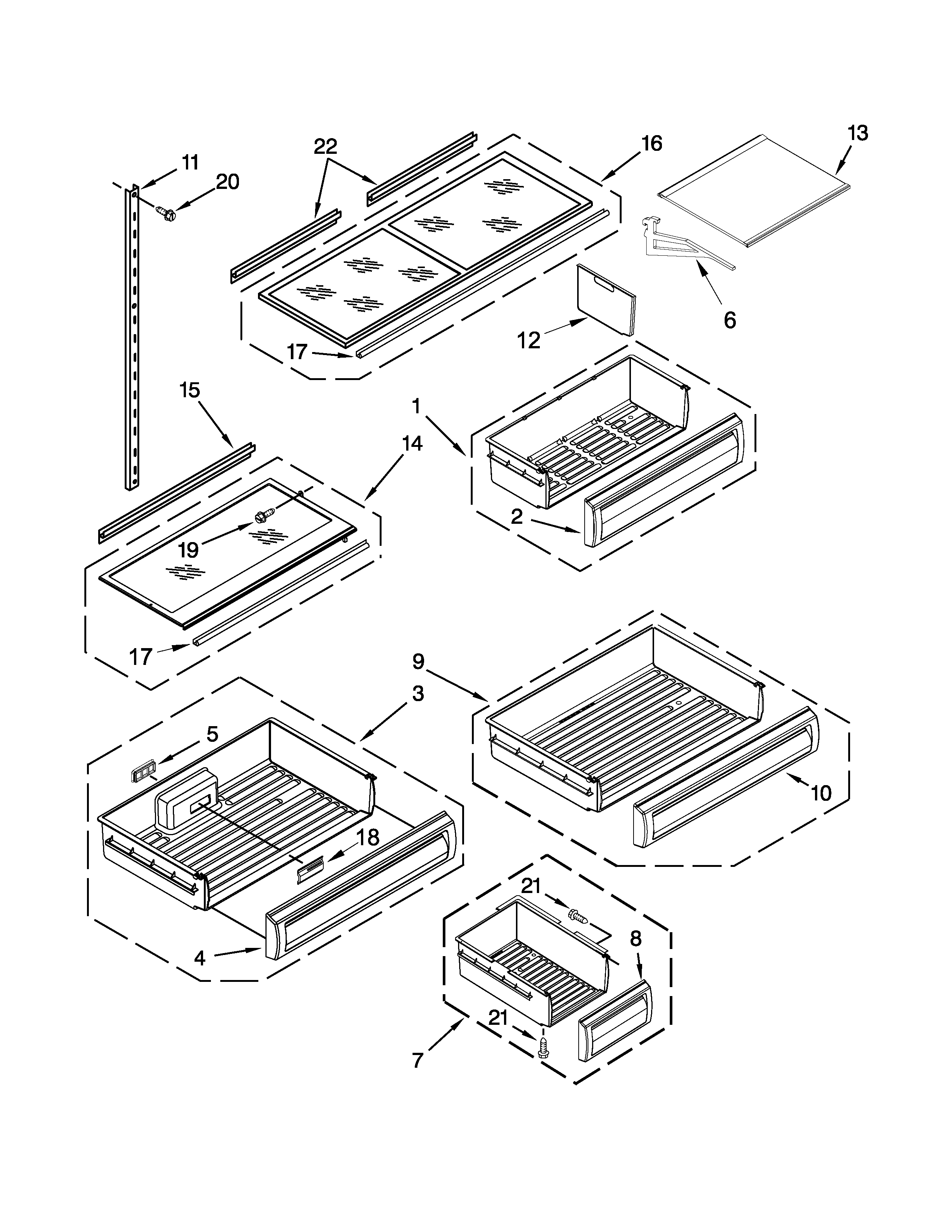 Jenn-Air JB36NXFXRW05 shelf parts diagram