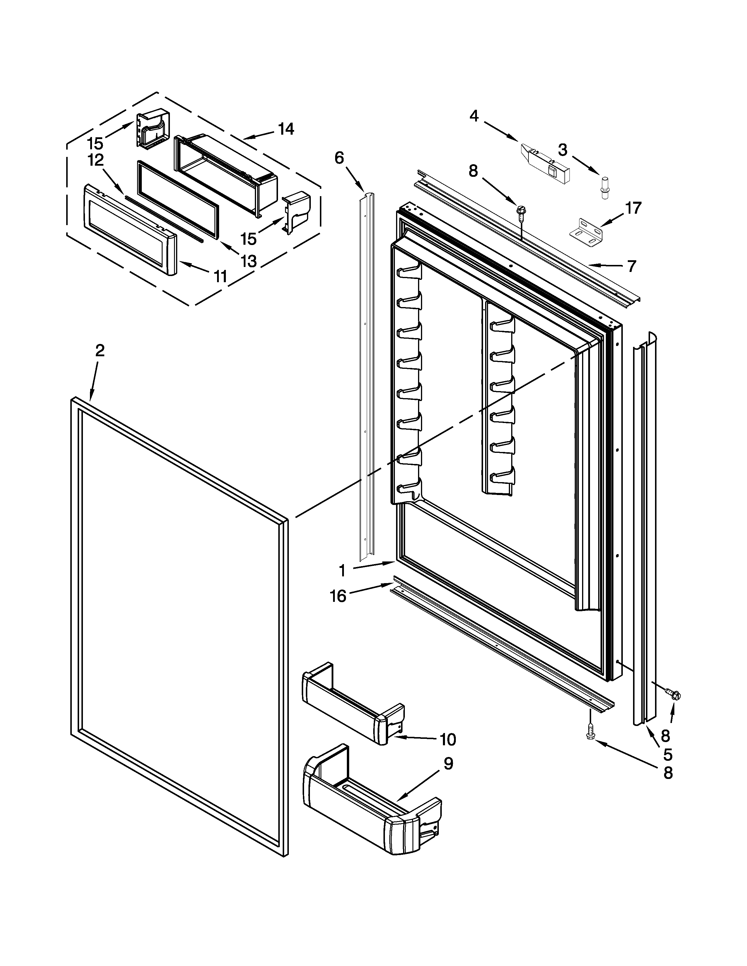 Jenn-Air JB36NXFXRW05 refrigerator door parts diagram