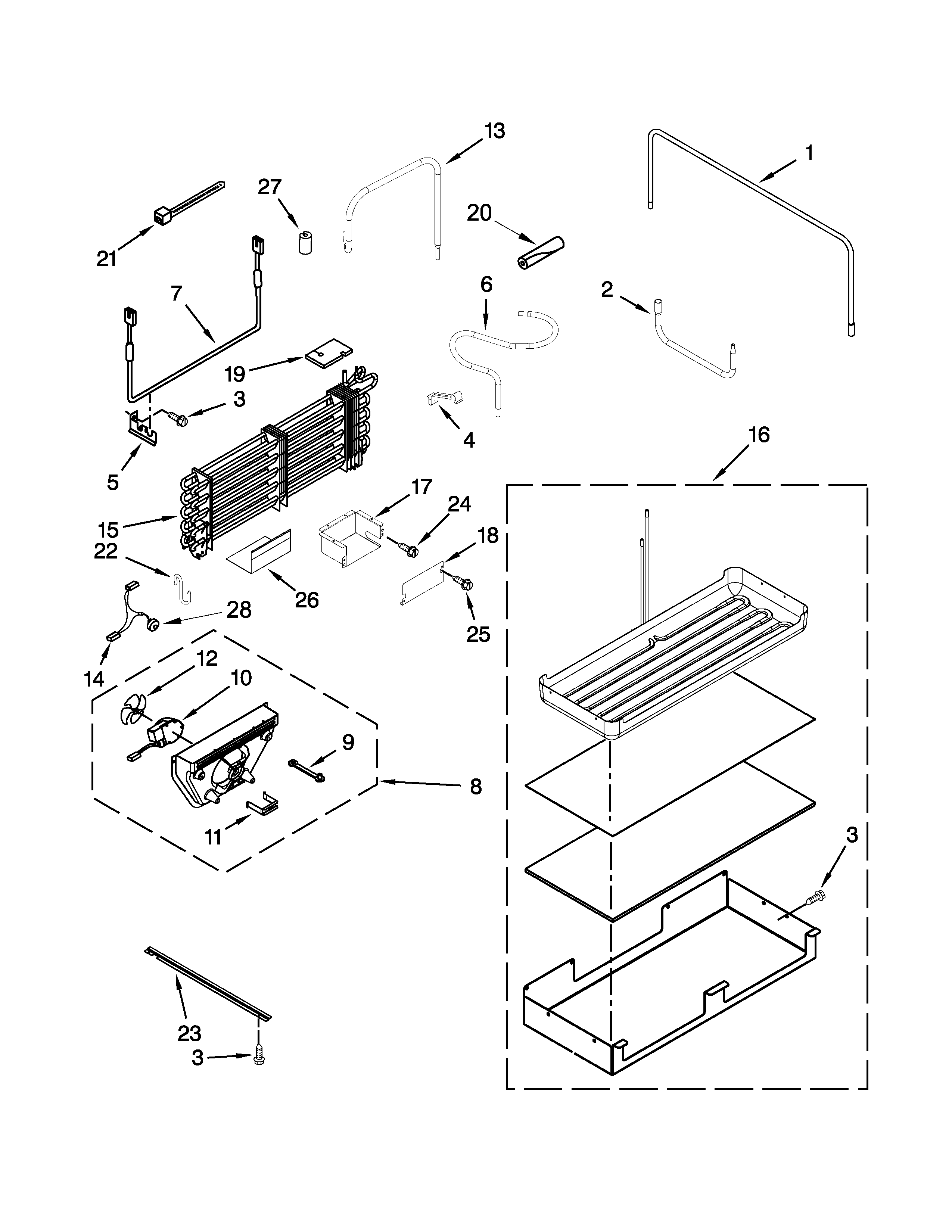 Jenn-Air JB36NXFXRW05 lower unit and tube parts diagram