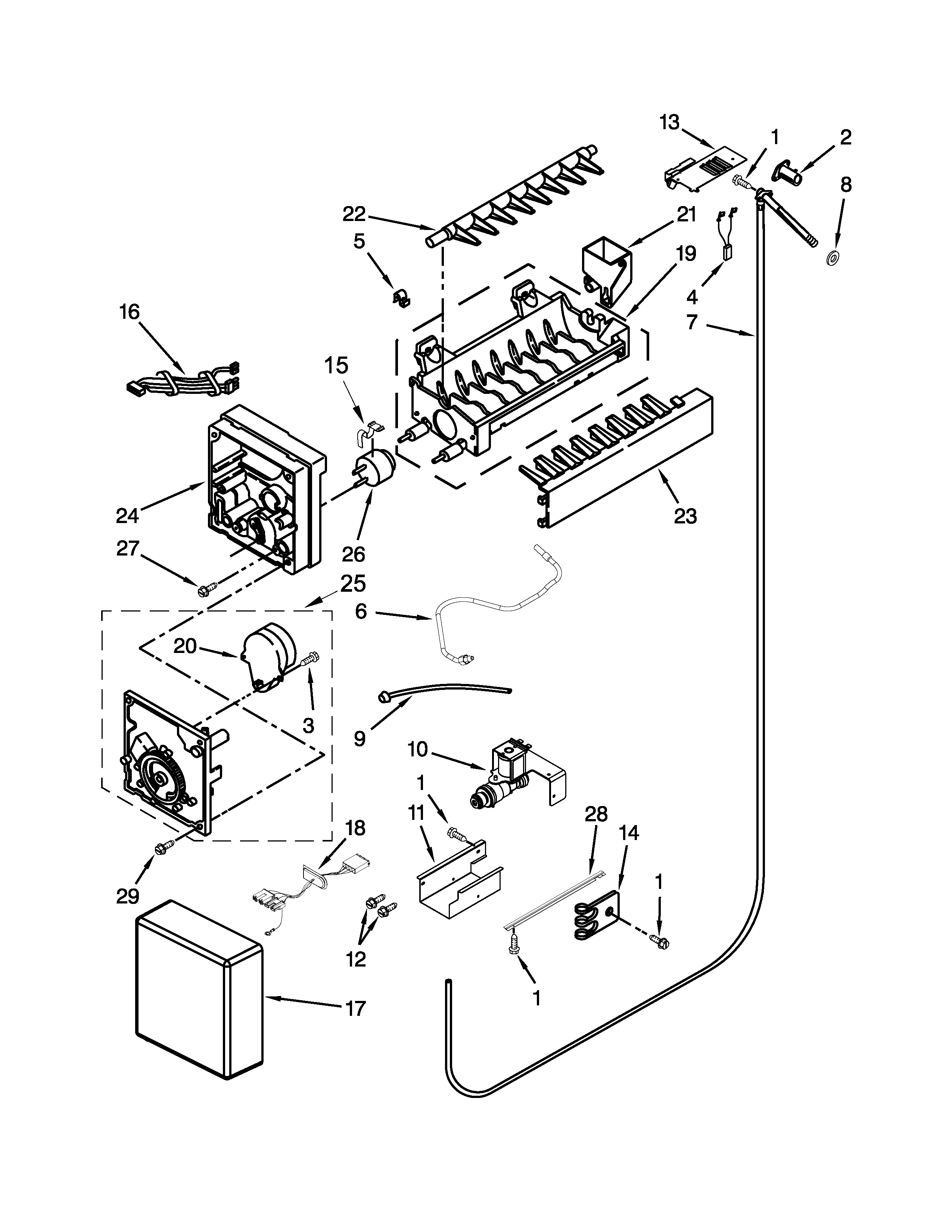 Jenn-Air JB36NXFXRW05 ice maker parts diagram