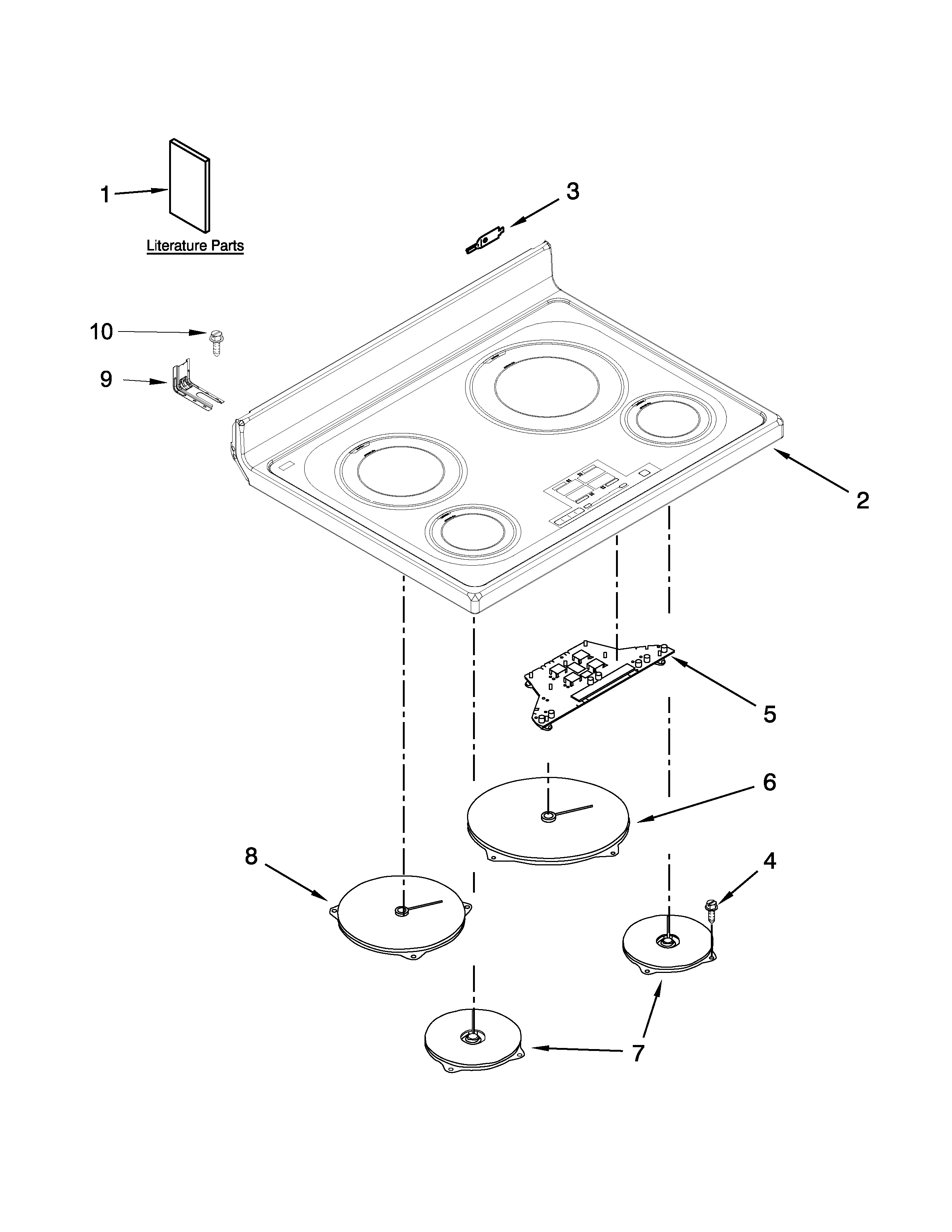 Whirlpool YWFI910H0AS1 cooktop parts diagram