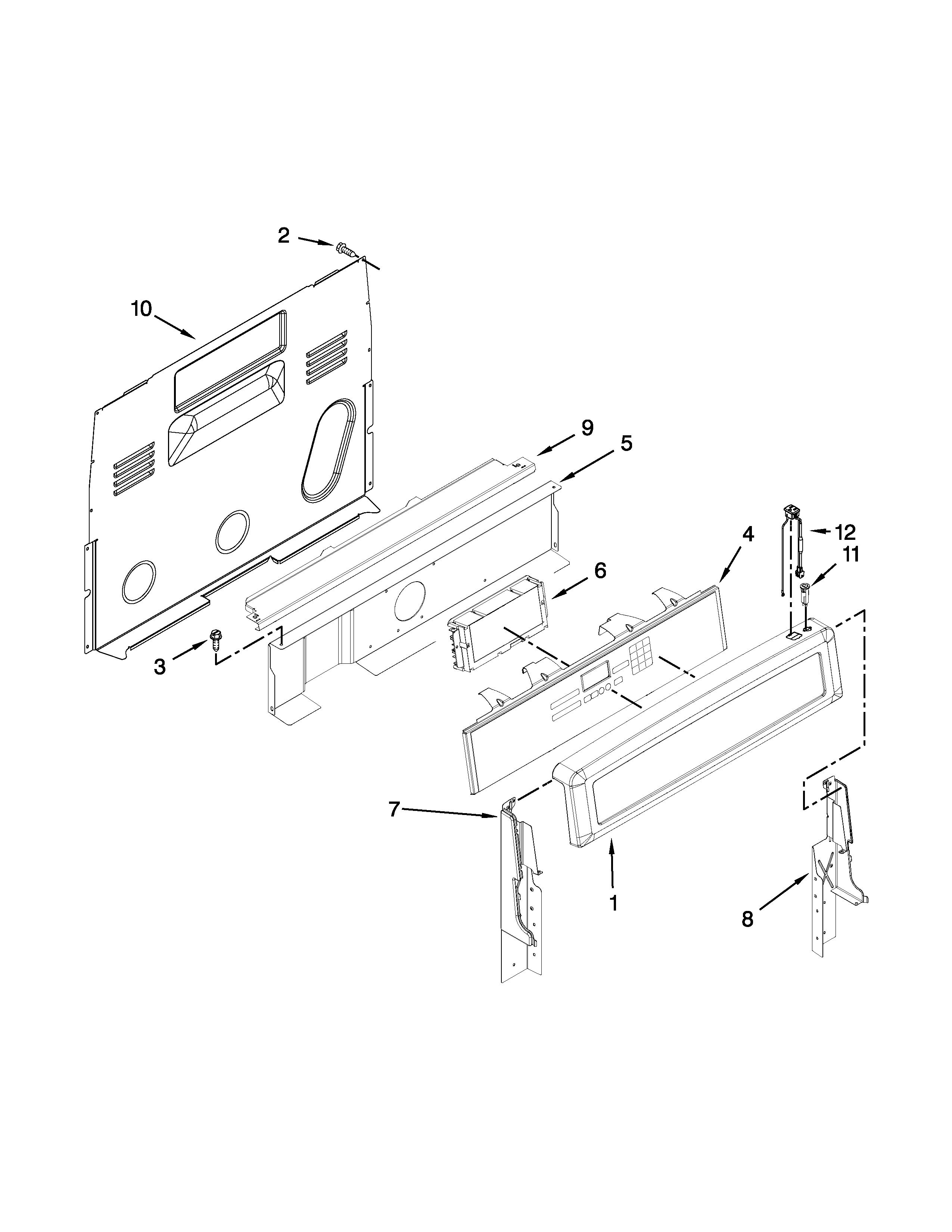 Whirlpool YWFI910H0AS1 control panel parts diagram