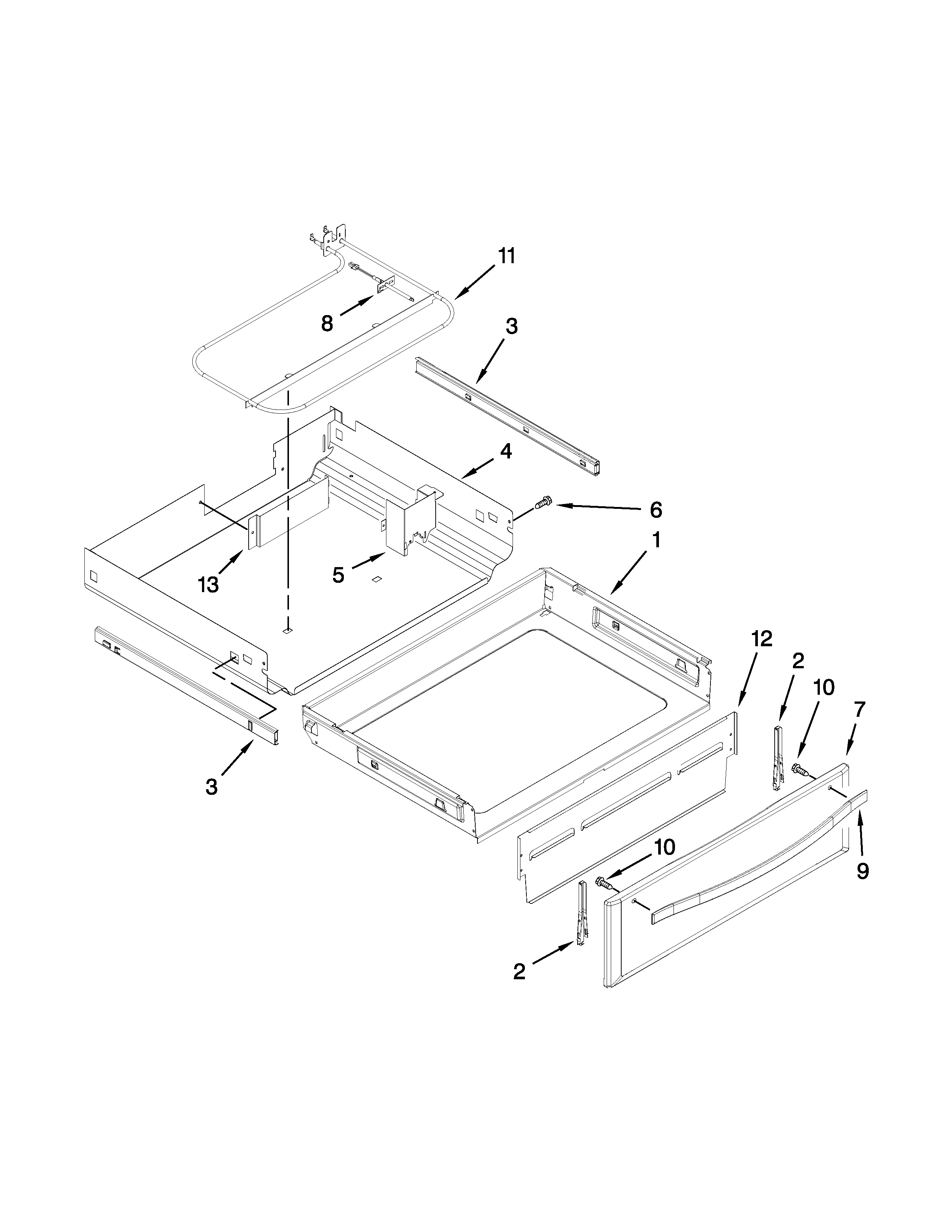 Whirlpool YWFI910H0AS1 drawer parts diagram