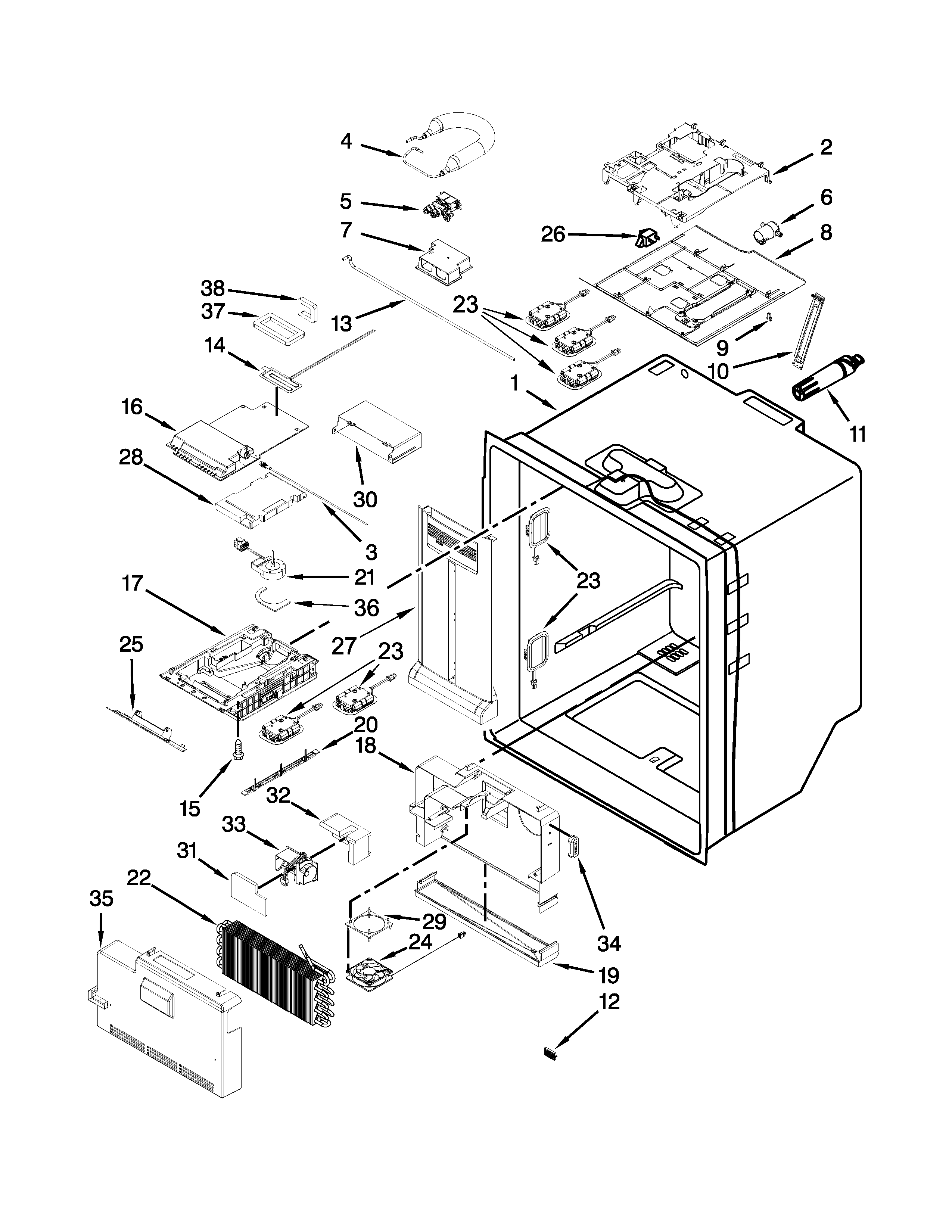 Maytag MFT2976AEB03 refrigerator liner parts diagram