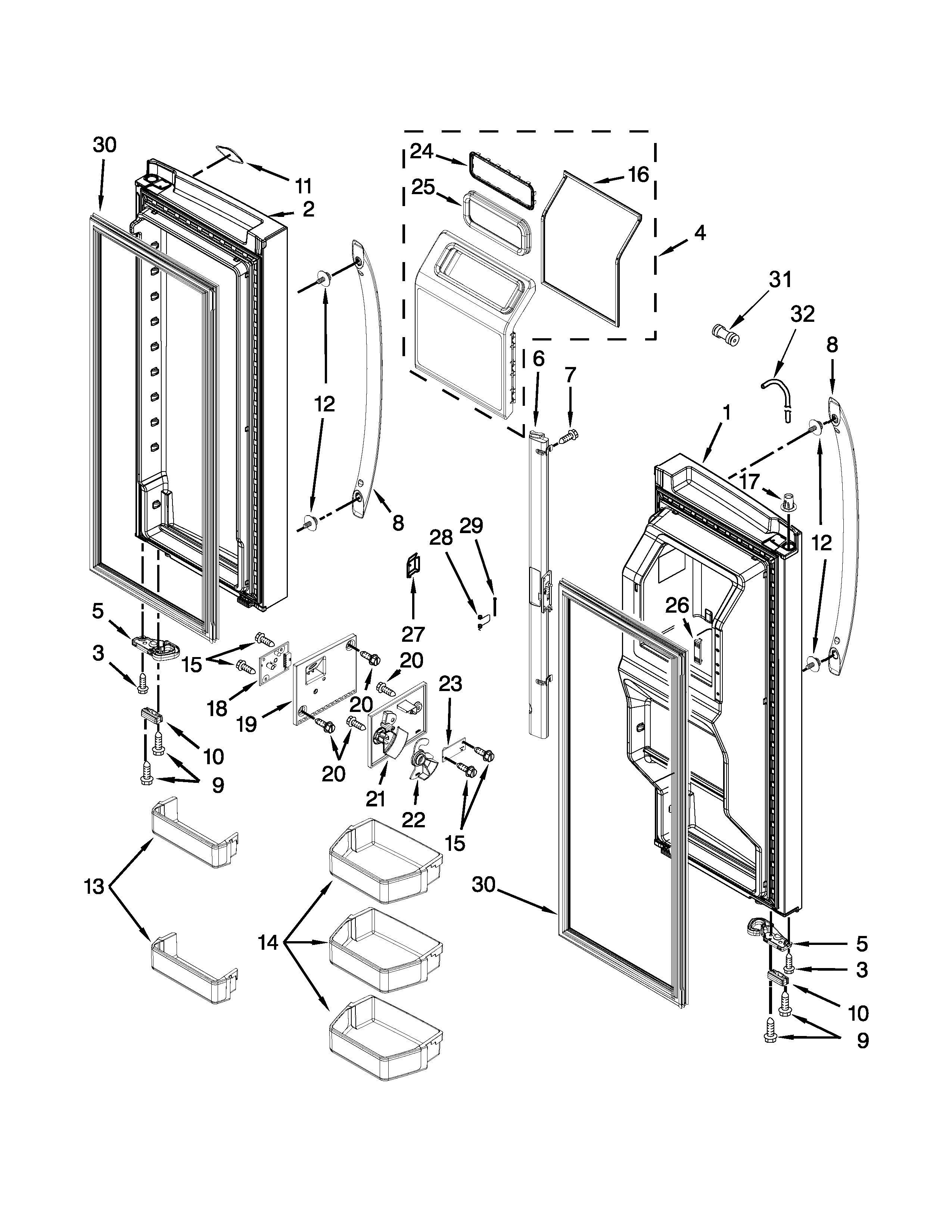 Maytag MFT2976AEB03 refrigerator door parts diagram