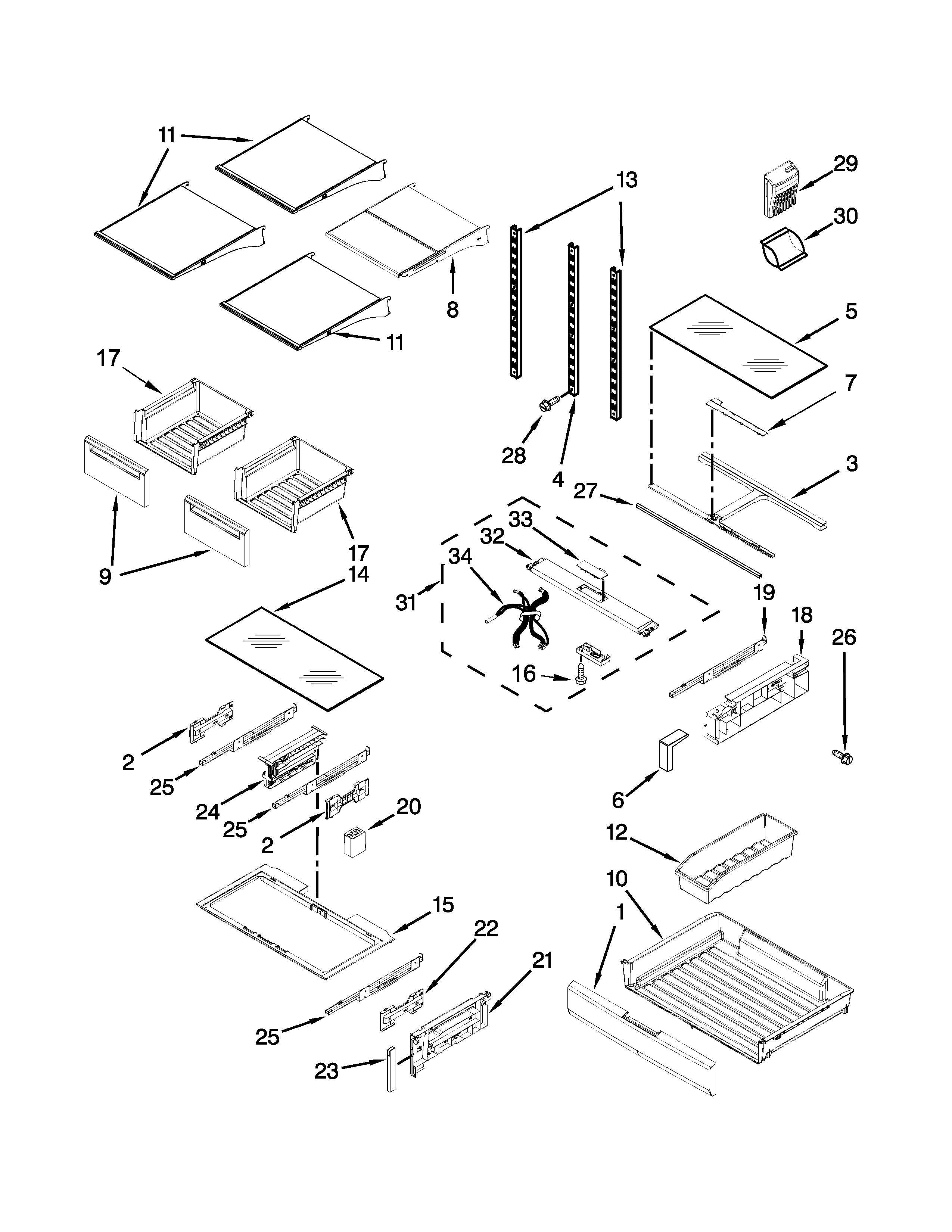 Maytag MFT2976AEB03 shelf parts diagram