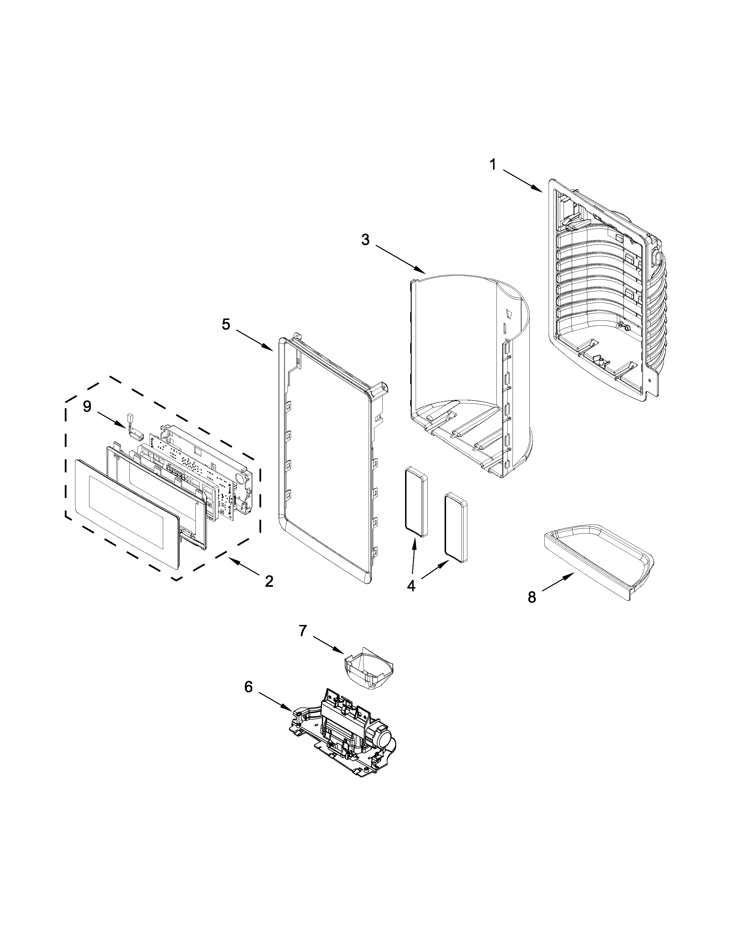 Maytag MFT2976AEB03 dispenser front parts diagram