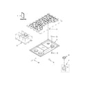Maytag MGC9536DS00 cooktop, burner and grate parts diagram