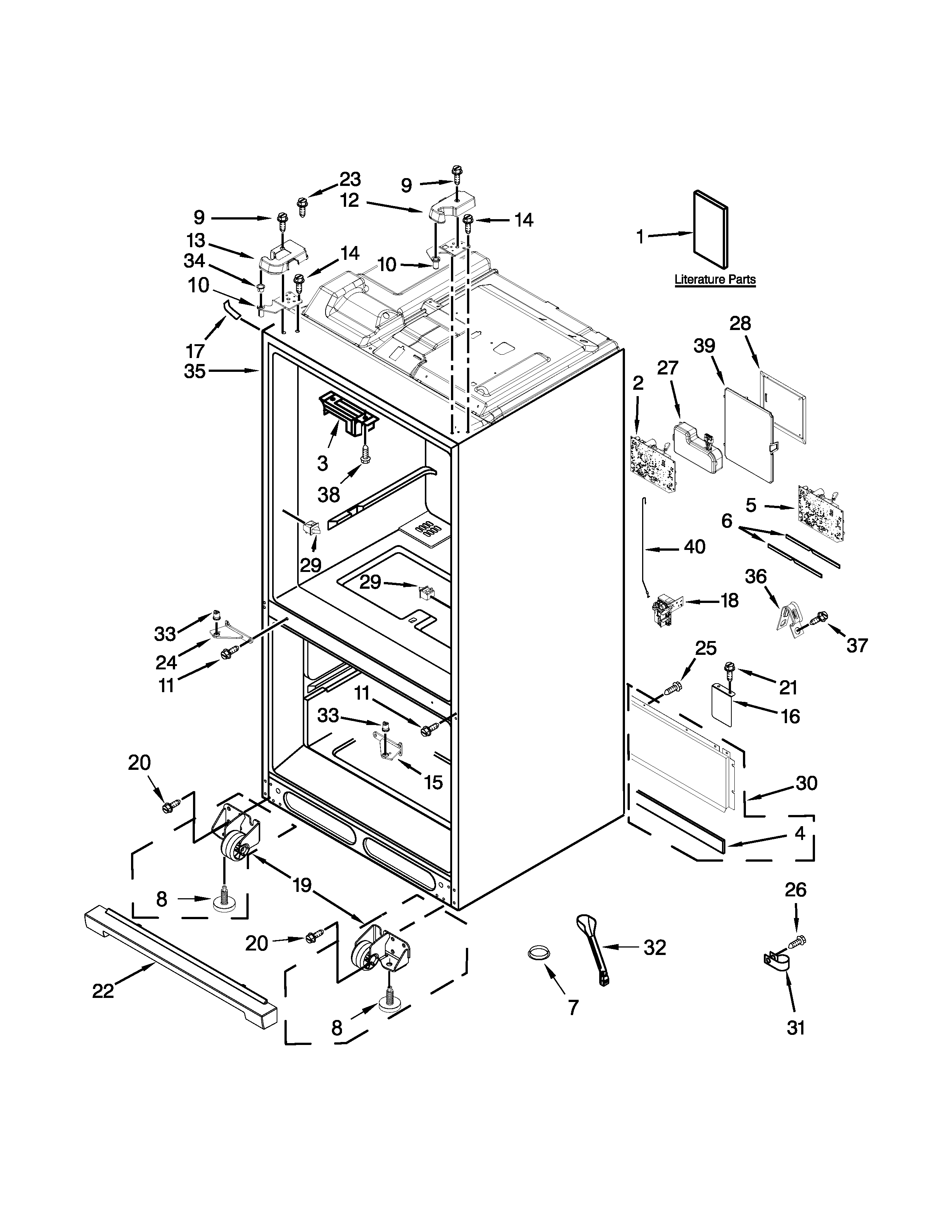 Whirlpool WRF989SDAM03 cabinet parts diagram