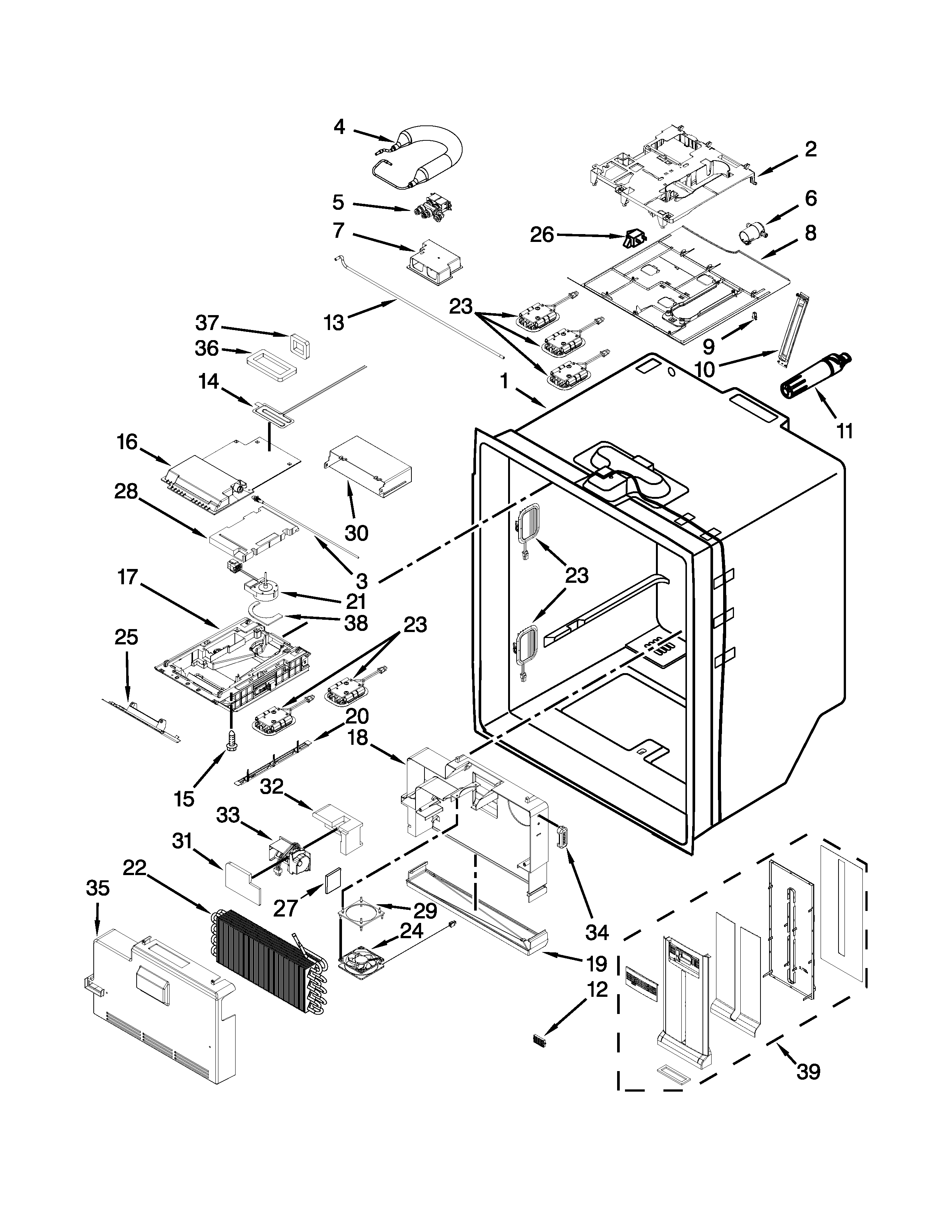 Whirlpool WRF989SDAM03 refrigerator liner parts diagram