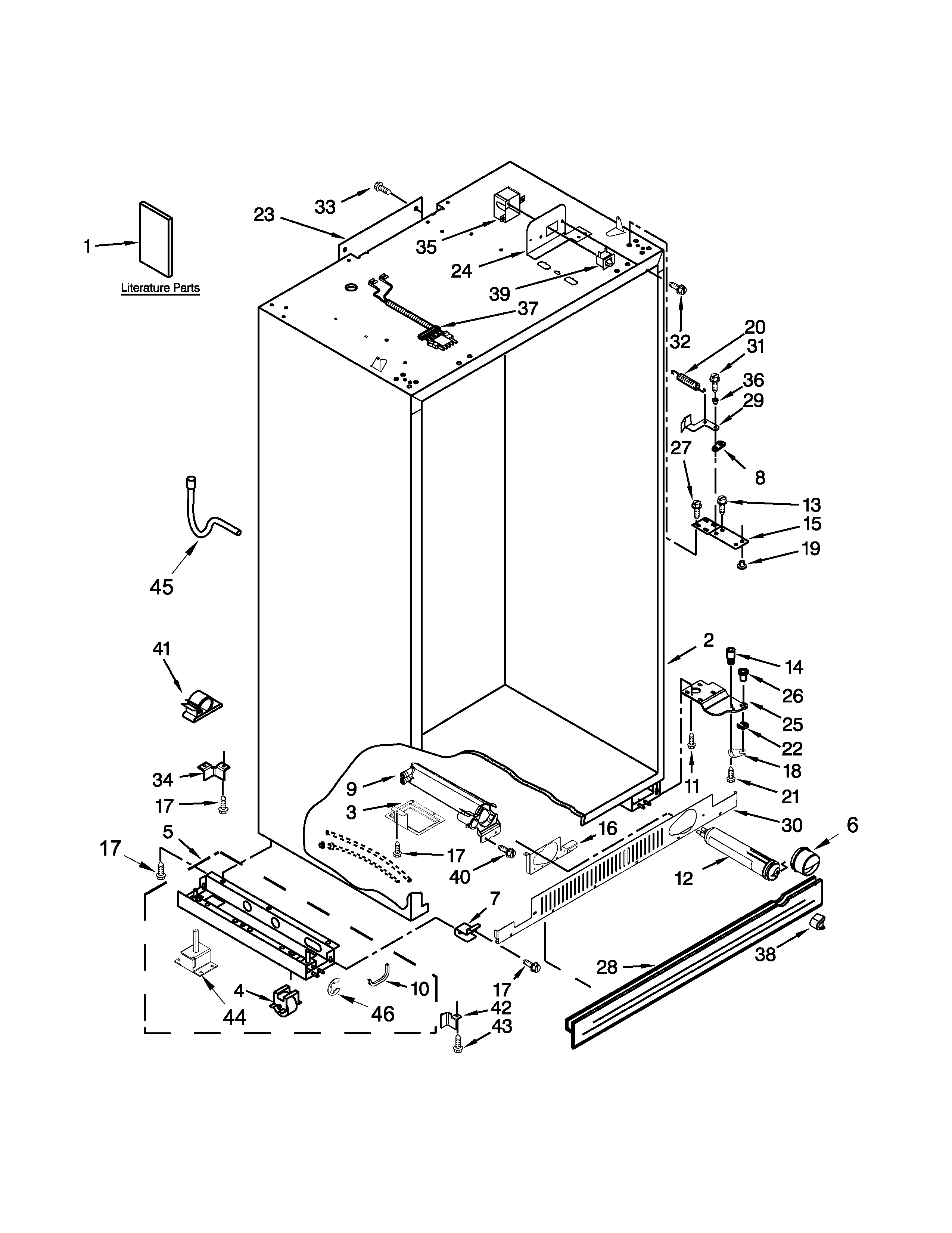 KitchenAid KSSO42FTX18 cabinet parts diagram