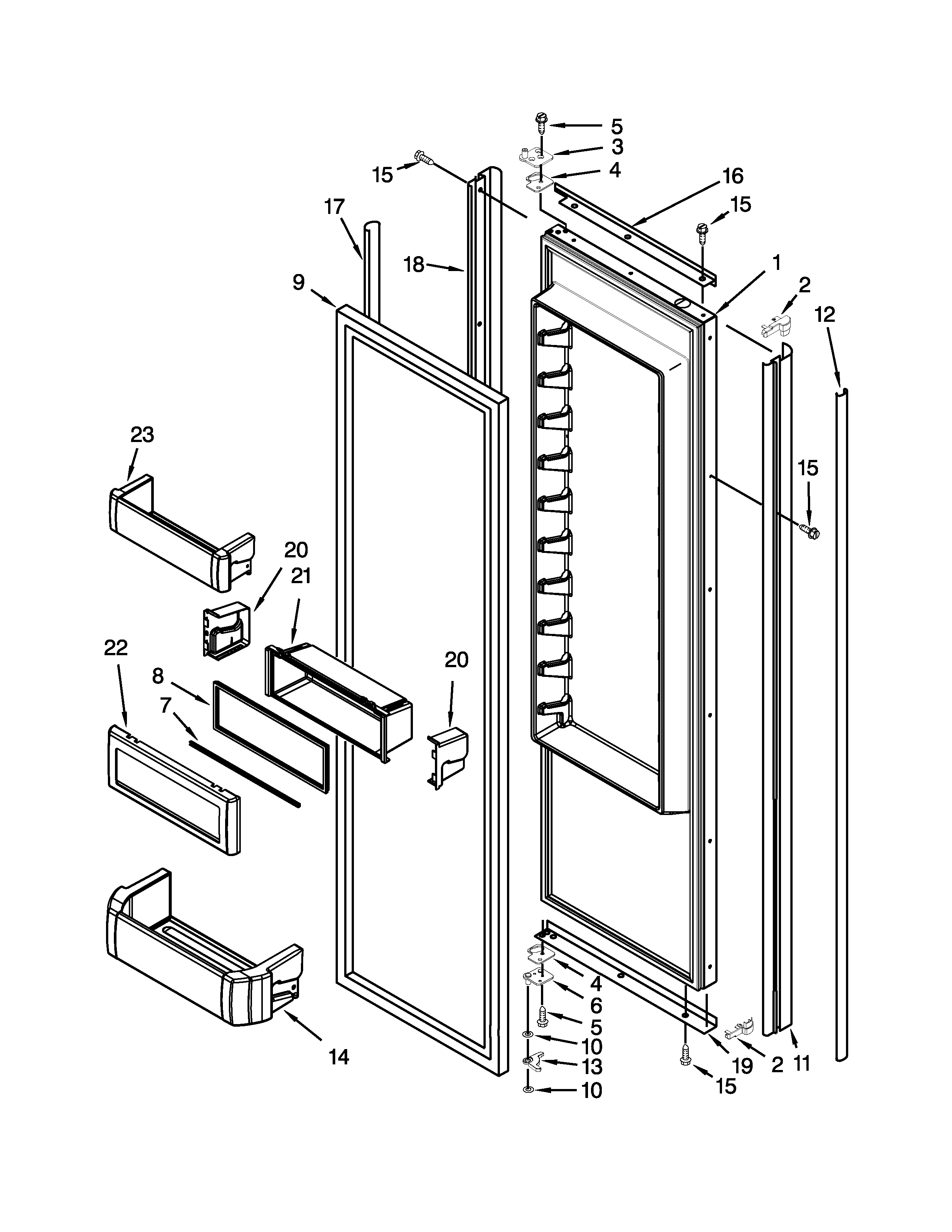 KitchenAid KSSO42FTX18 refrigerator door parts diagram
