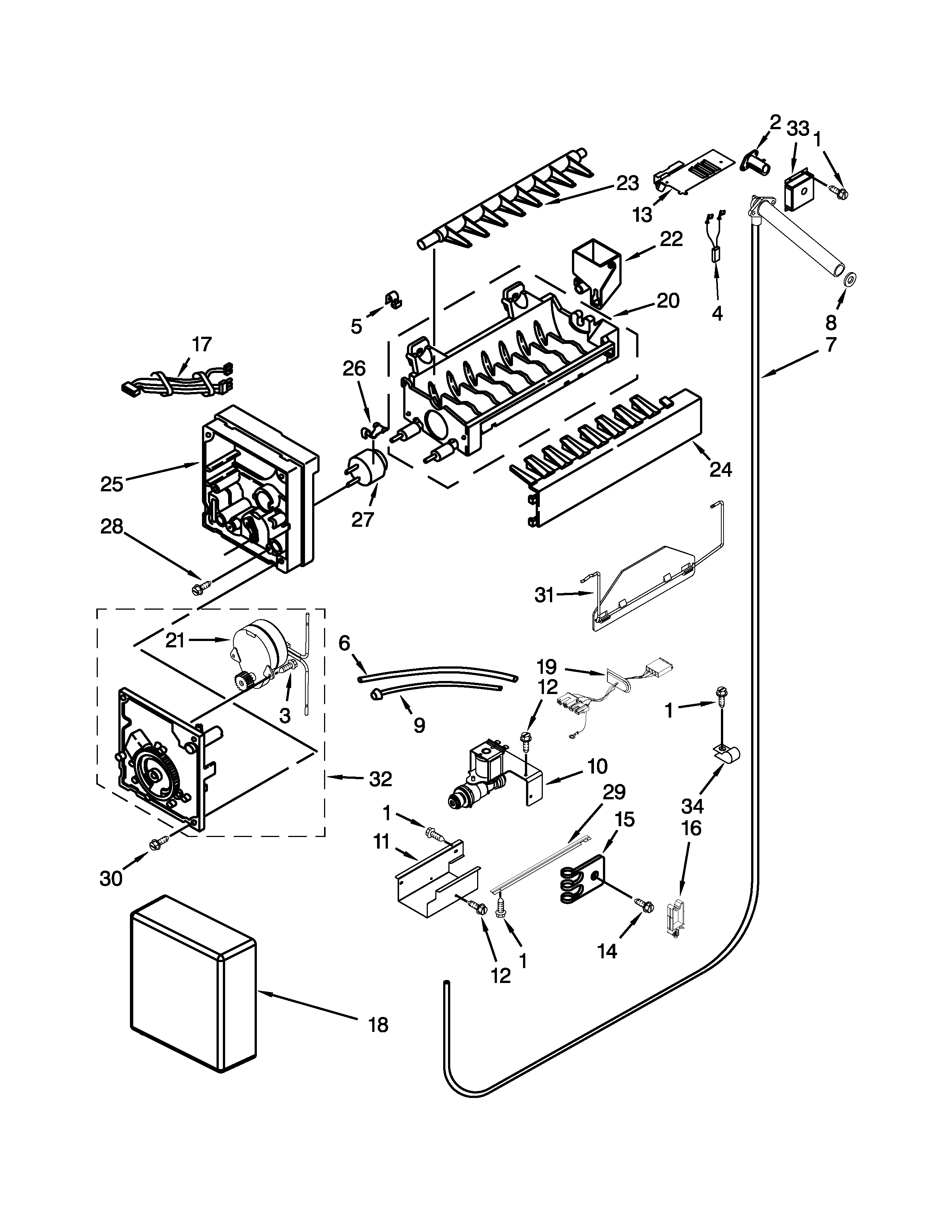 KitchenAid KSSO42FTX18 ice maker parts diagram