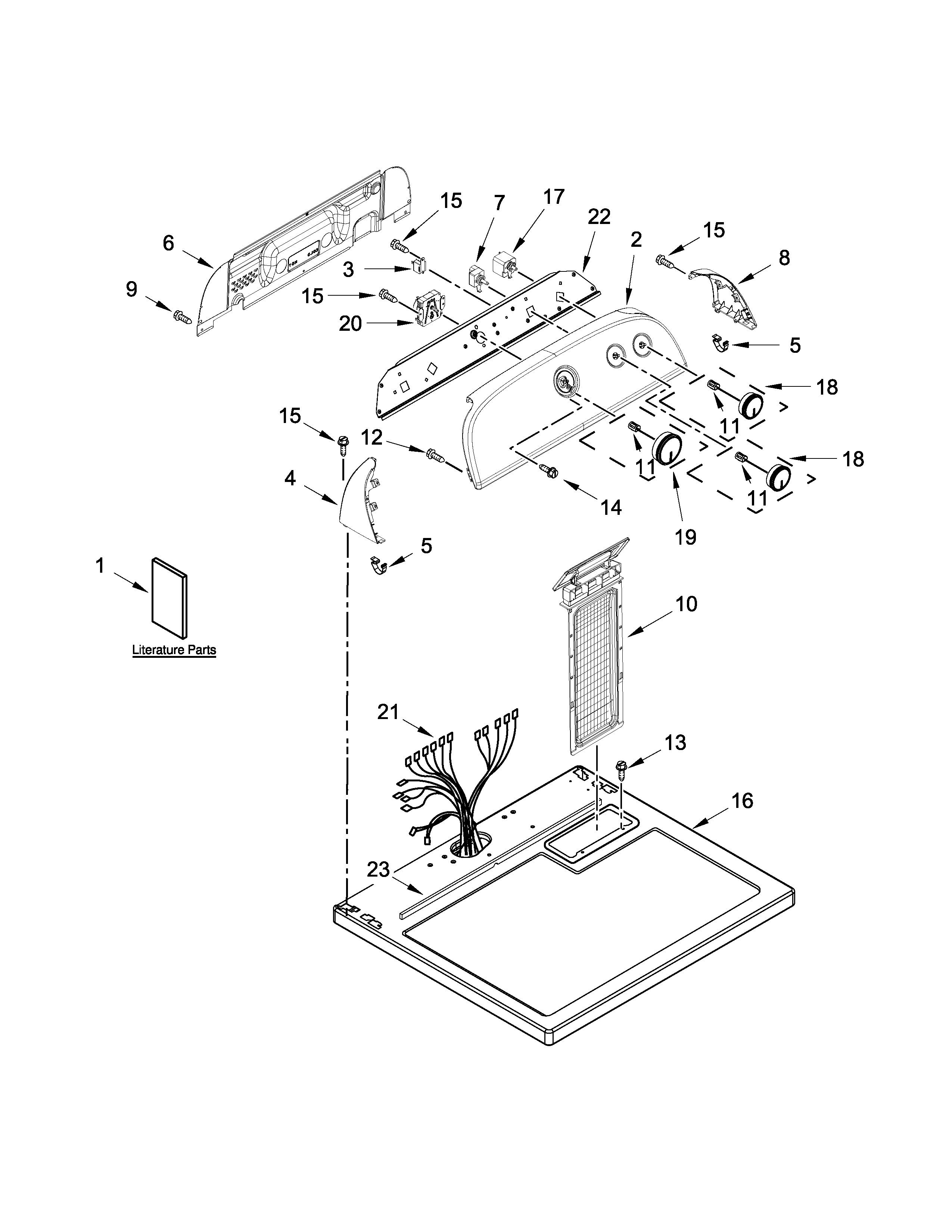 Whirlpool WGD4810BQ1 top and console parts diagram