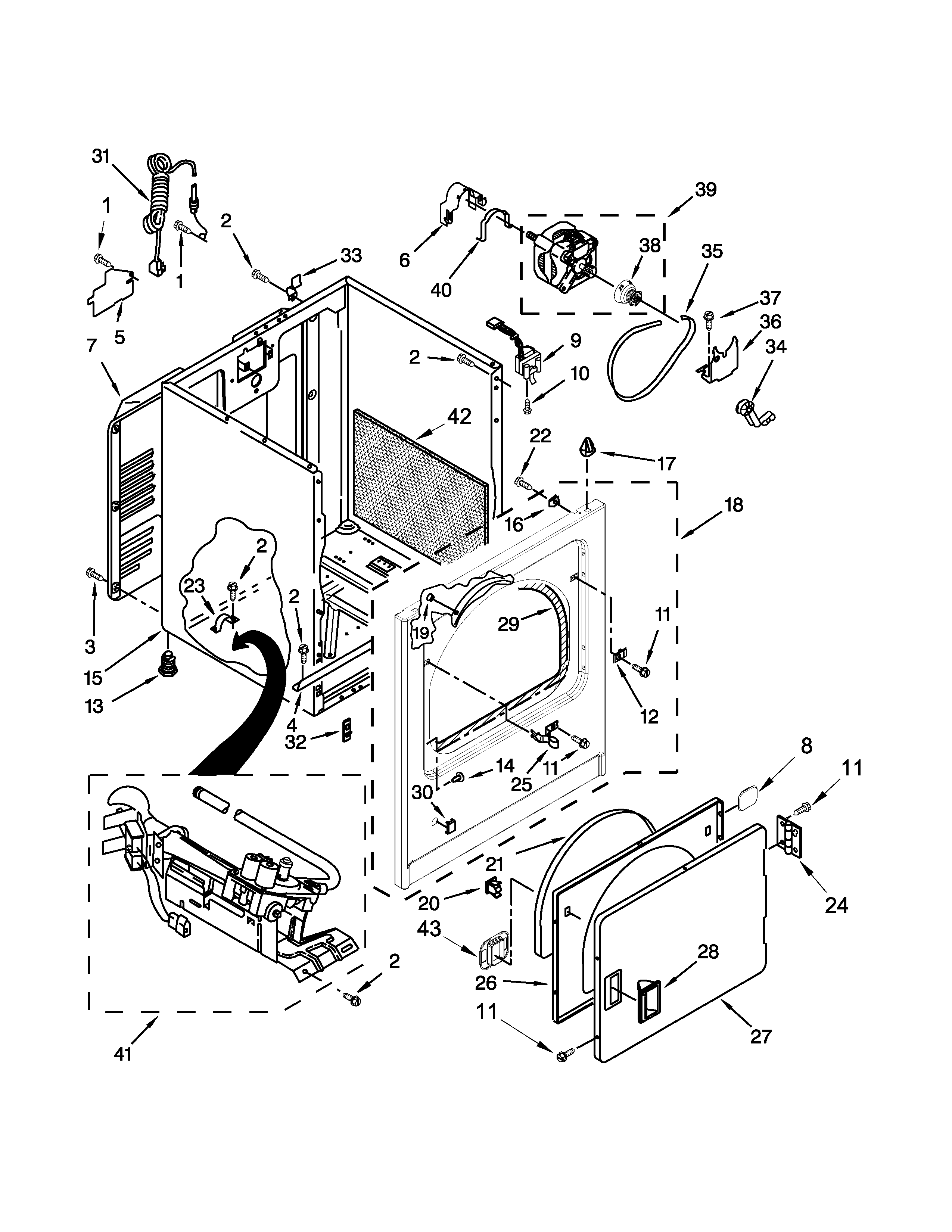 Whirlpool WGD4810BQ1 cabinet parts diagram