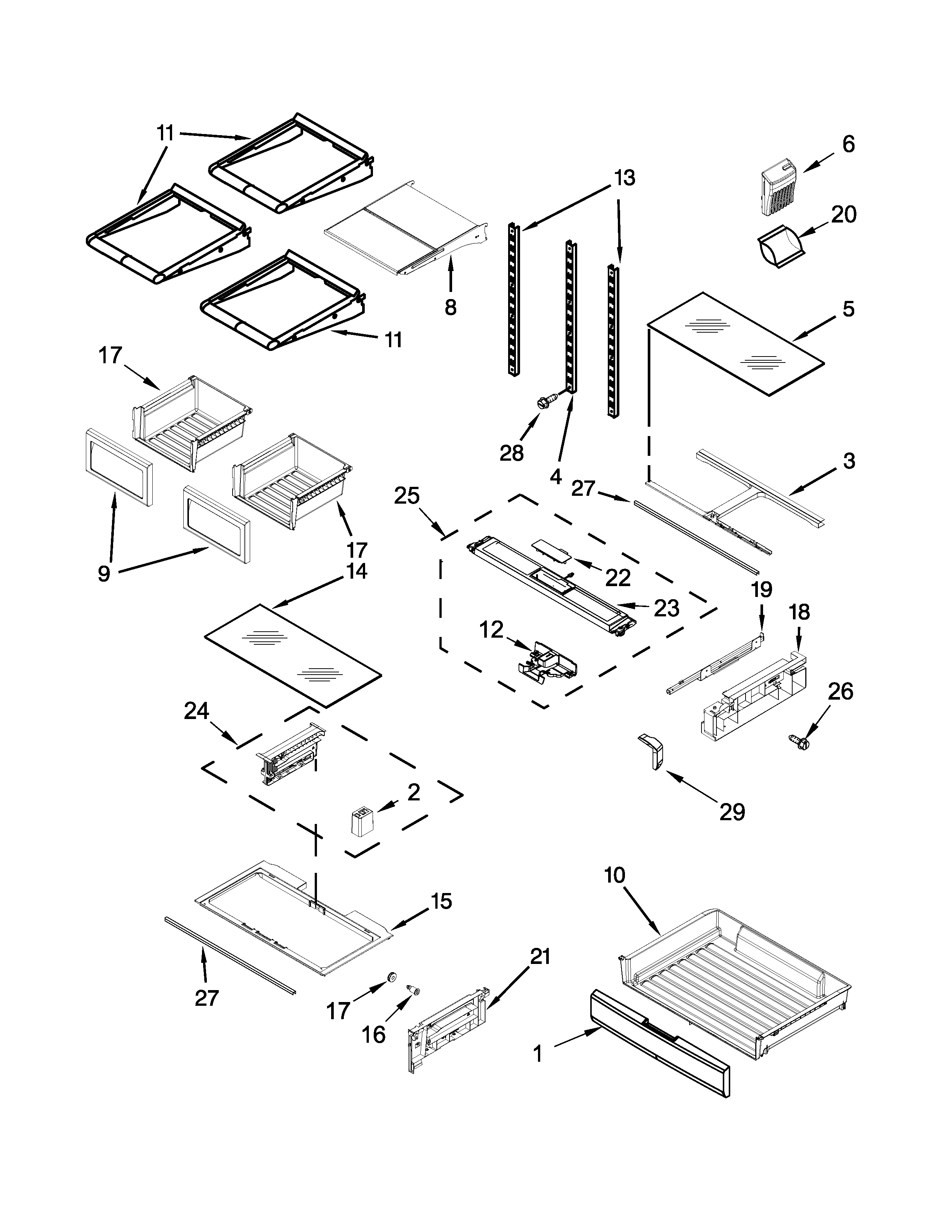 Maytag MFT2574DEH00 shelf parts diagram