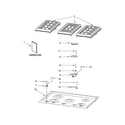 Jenn-Air JGC1530BS00 cooktop, burner and grate parts diagram