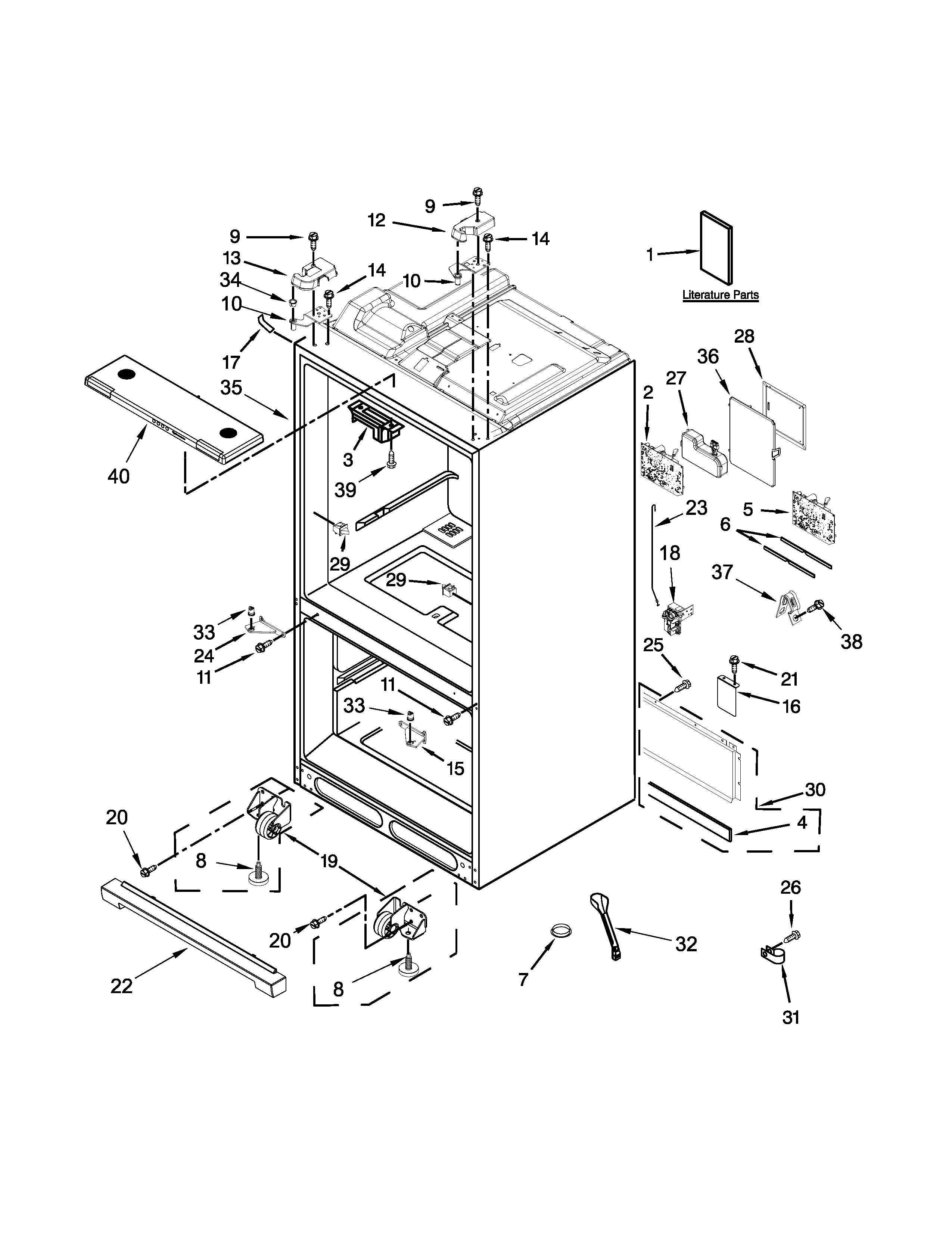 Whirlpool WRF997SDDM00 cabinet parts diagram