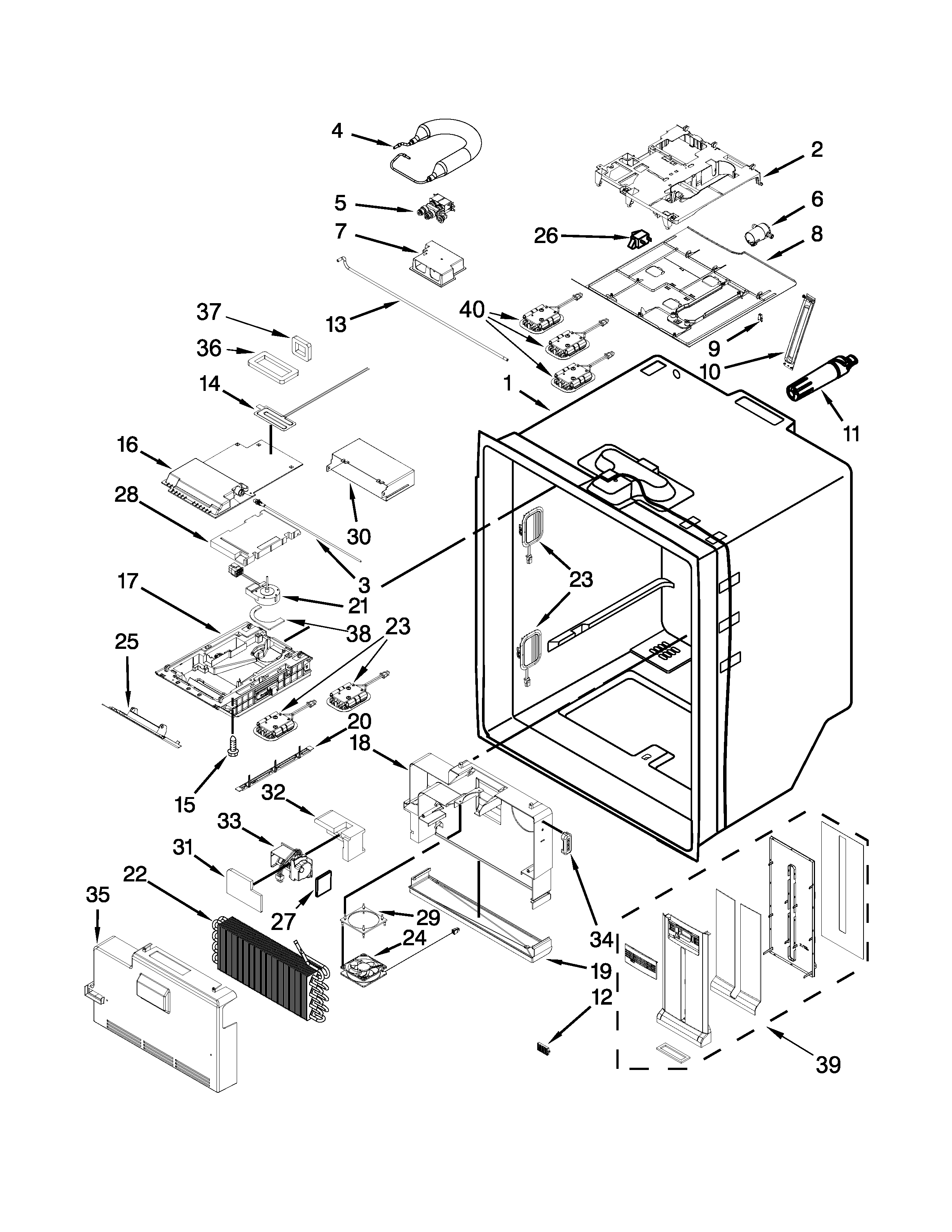 Whirlpool WRF997SDDM00 refrigerator liner parts diagram
