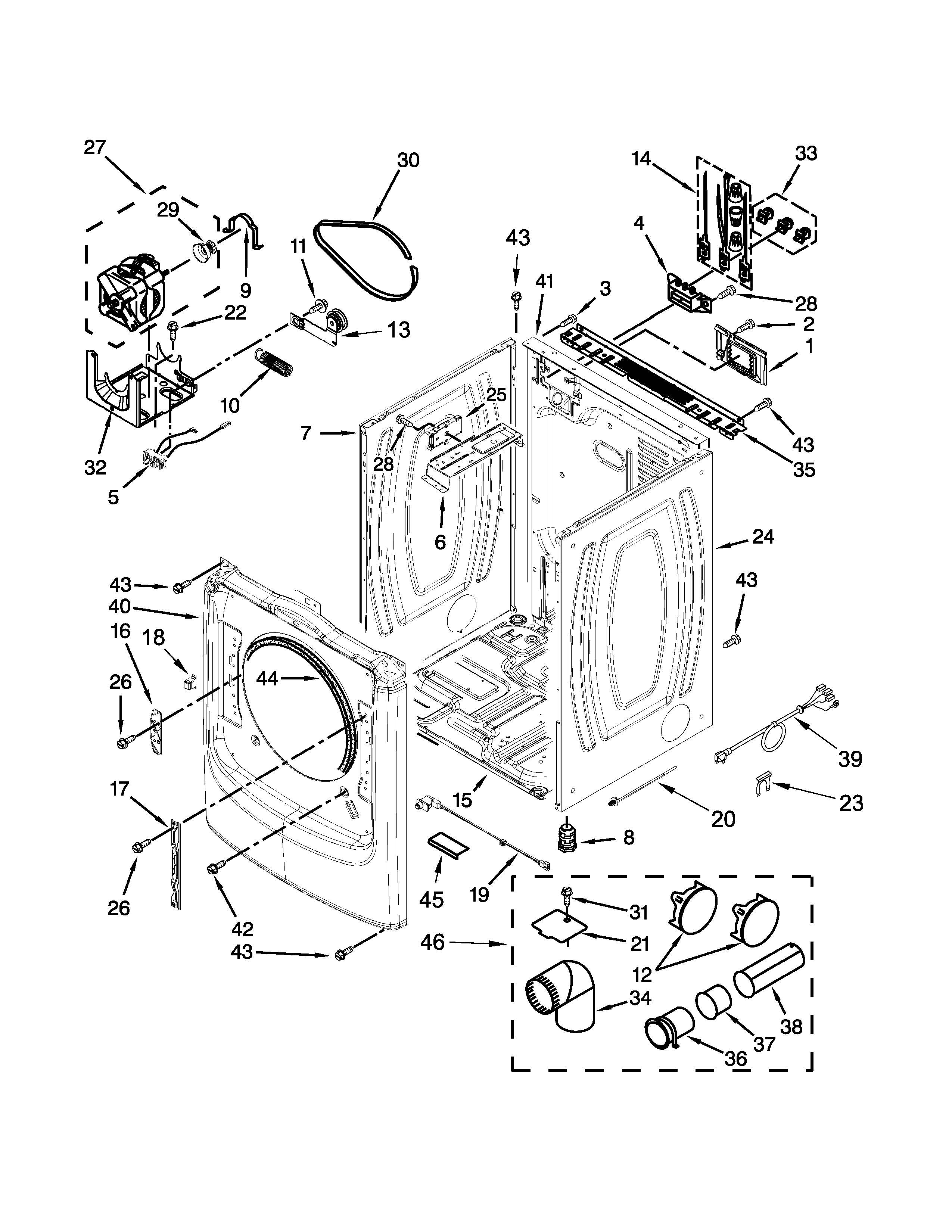 Maytag YMED9000YW0 cabinet parts diagram