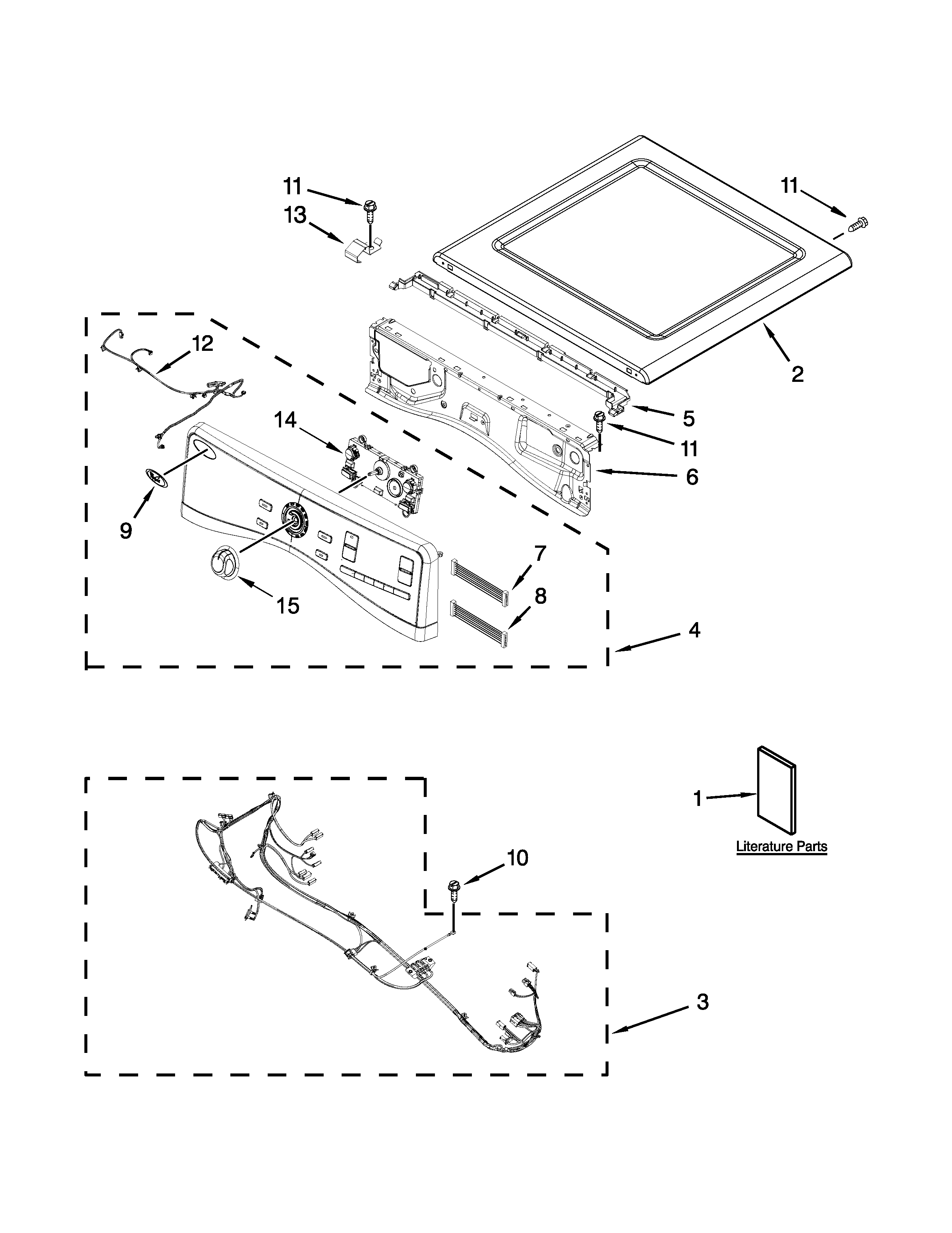 Whirlpool YWED97HEXR0 top and console parts diagram