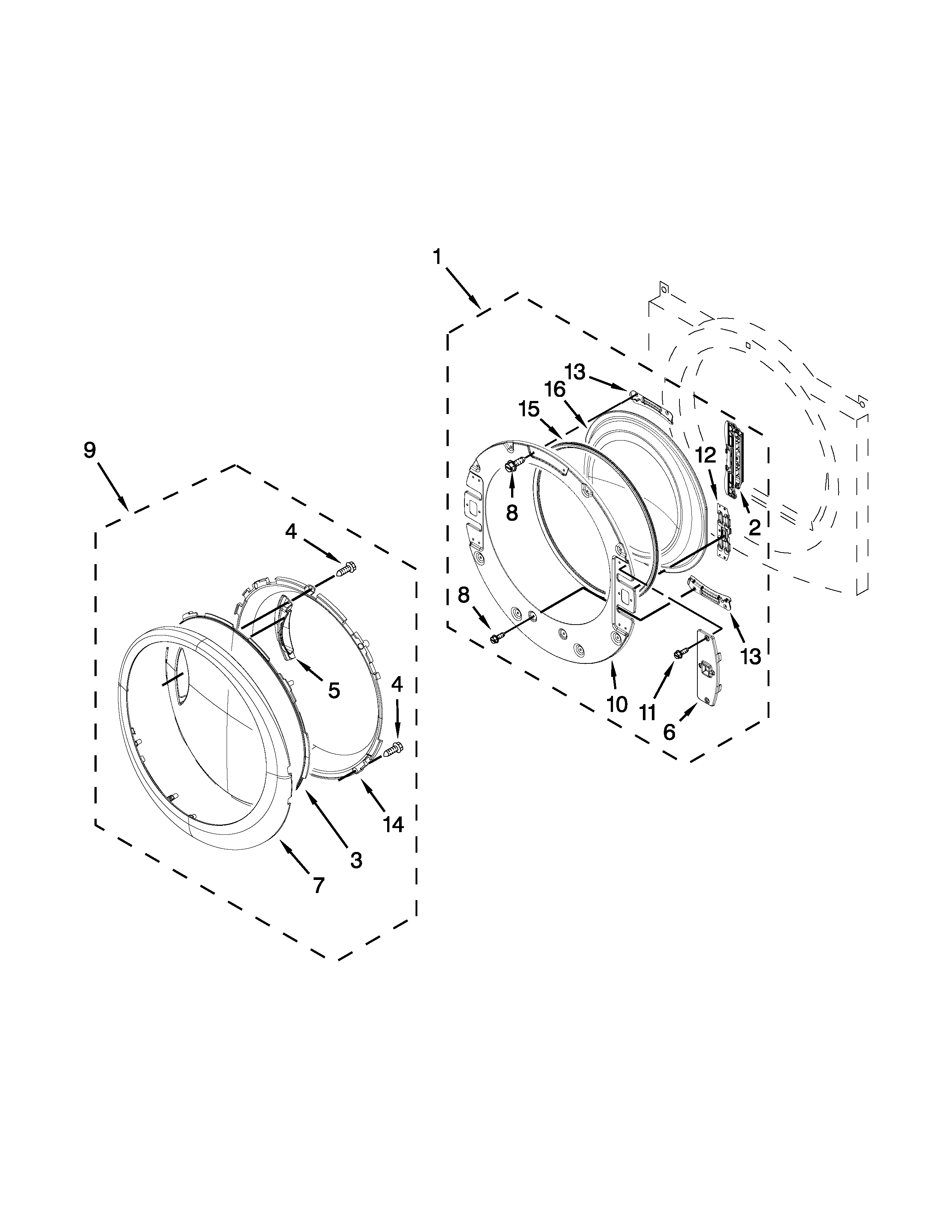 Whirlpool YWED97HEXR0 door parts diagram