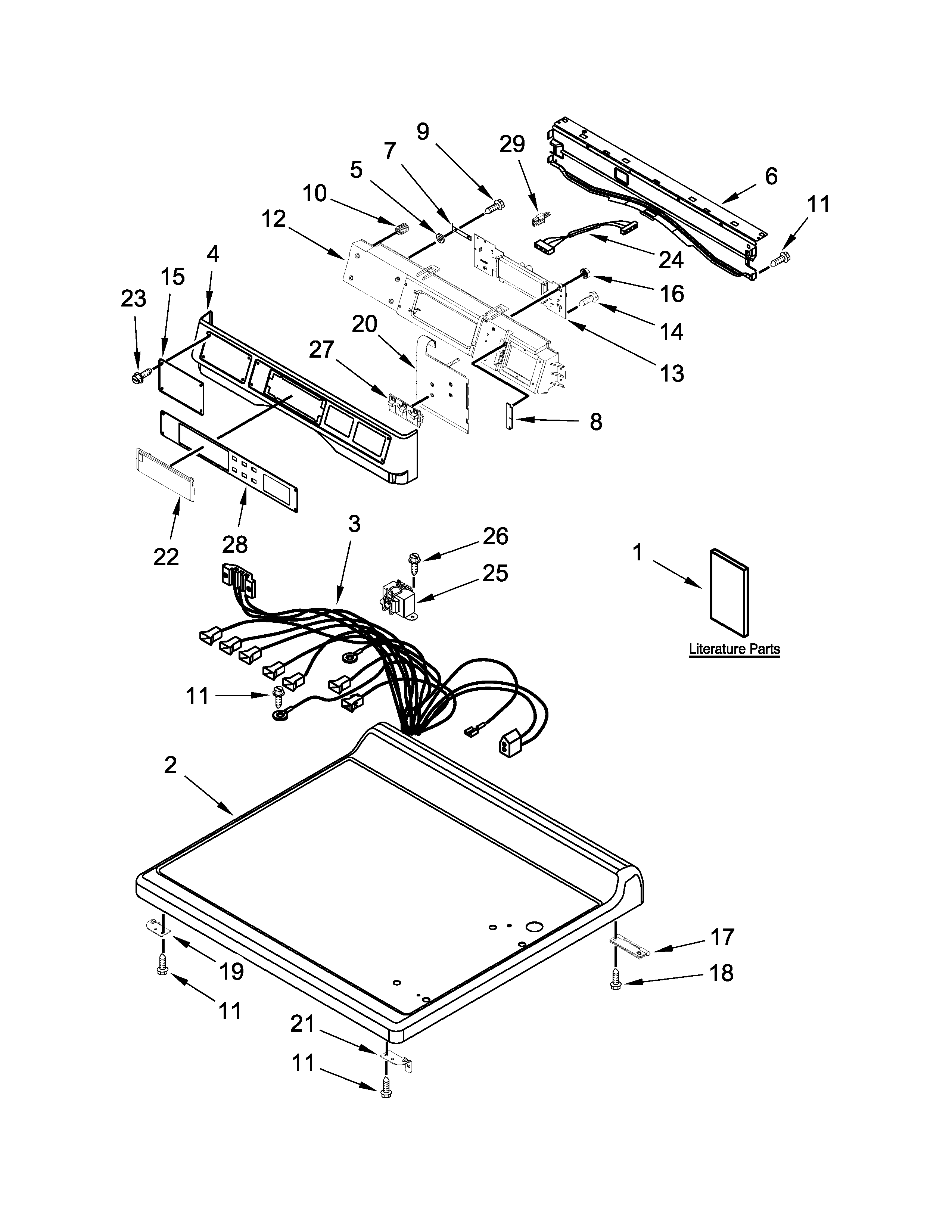 Whirlpool CGD9060AW0 top and console parts diagram