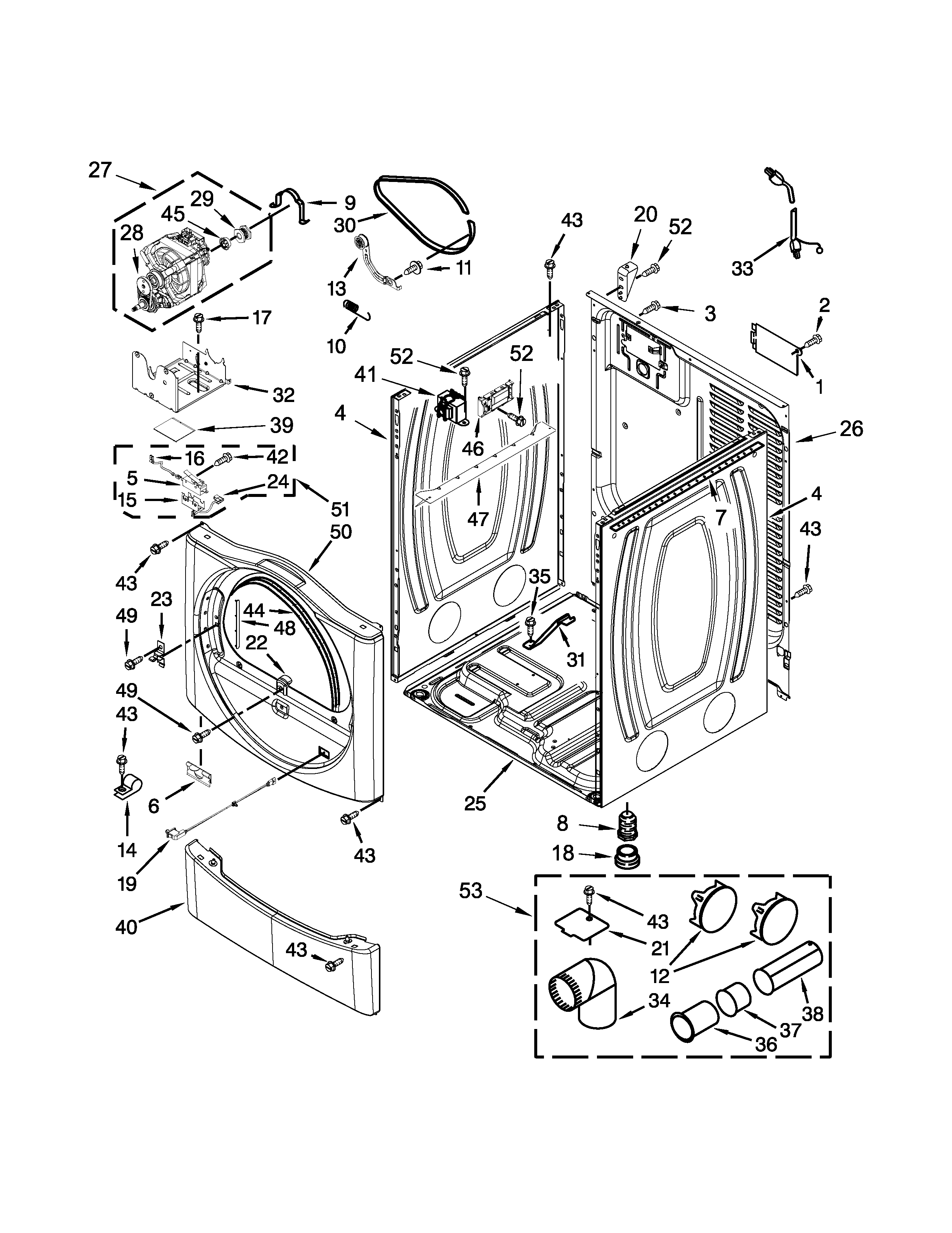 Whirlpool CGD9060AW0 cabinet parts diagram
