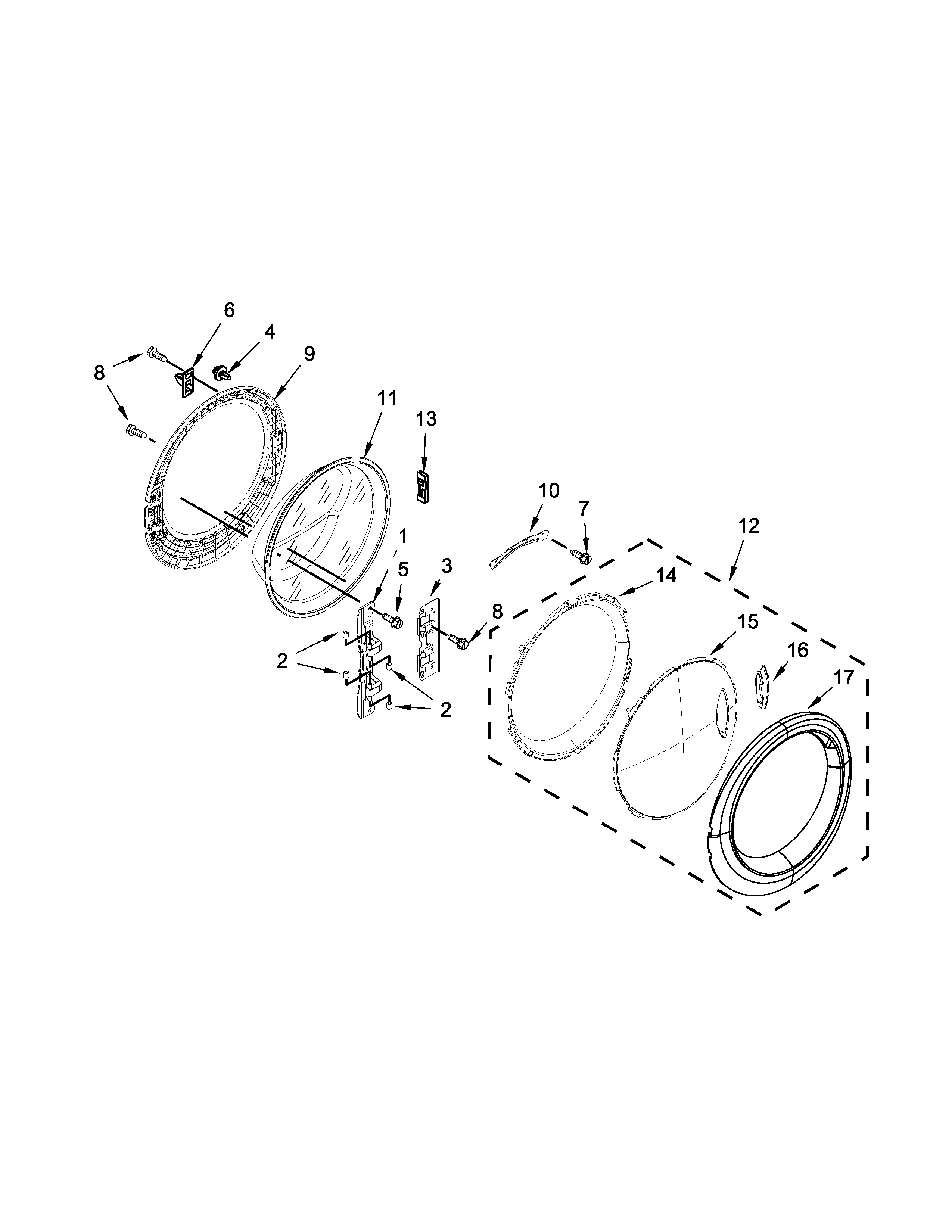 Whirlpool WFW88HEAW1 door parts diagram