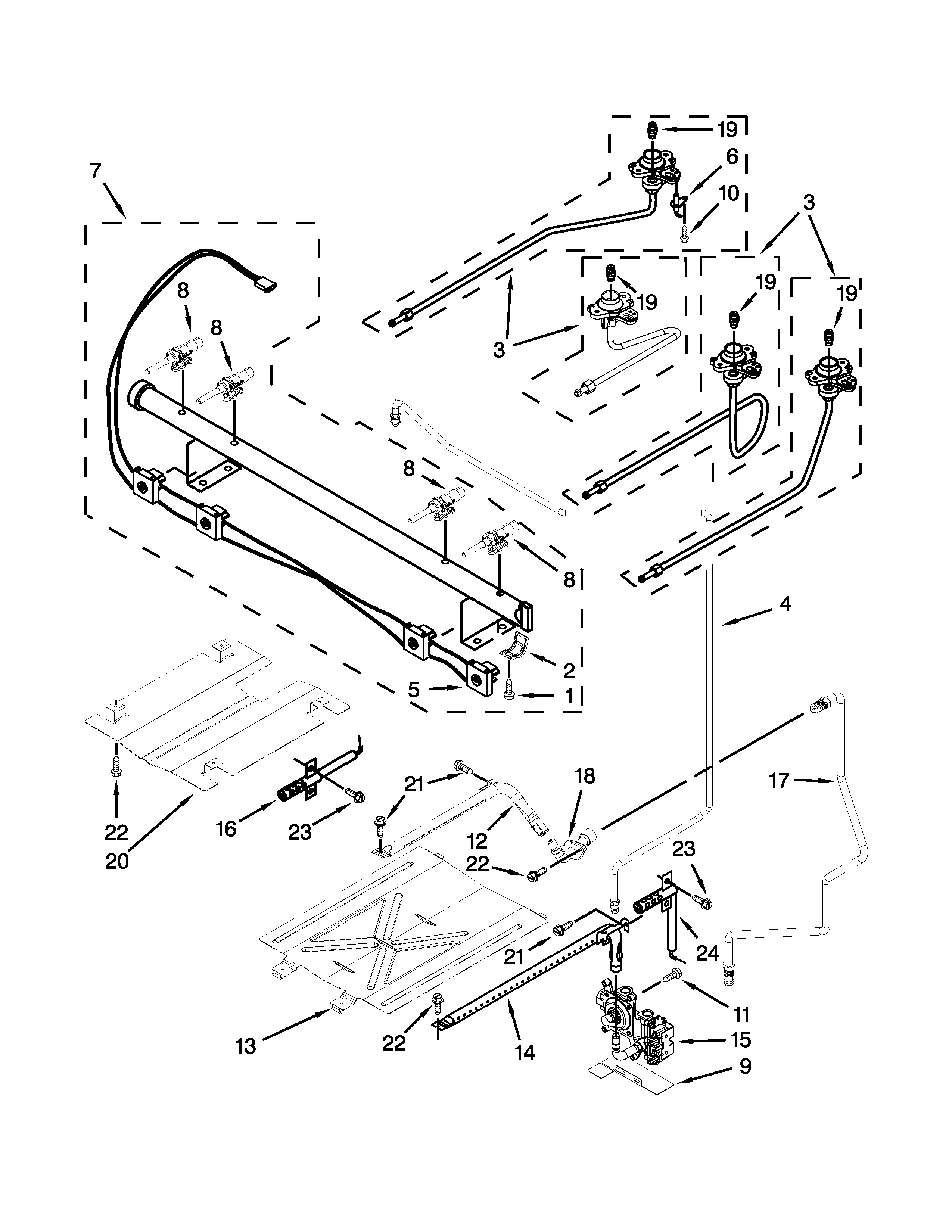 Whirlpool WFG510S0AT1 manifold parts diagram