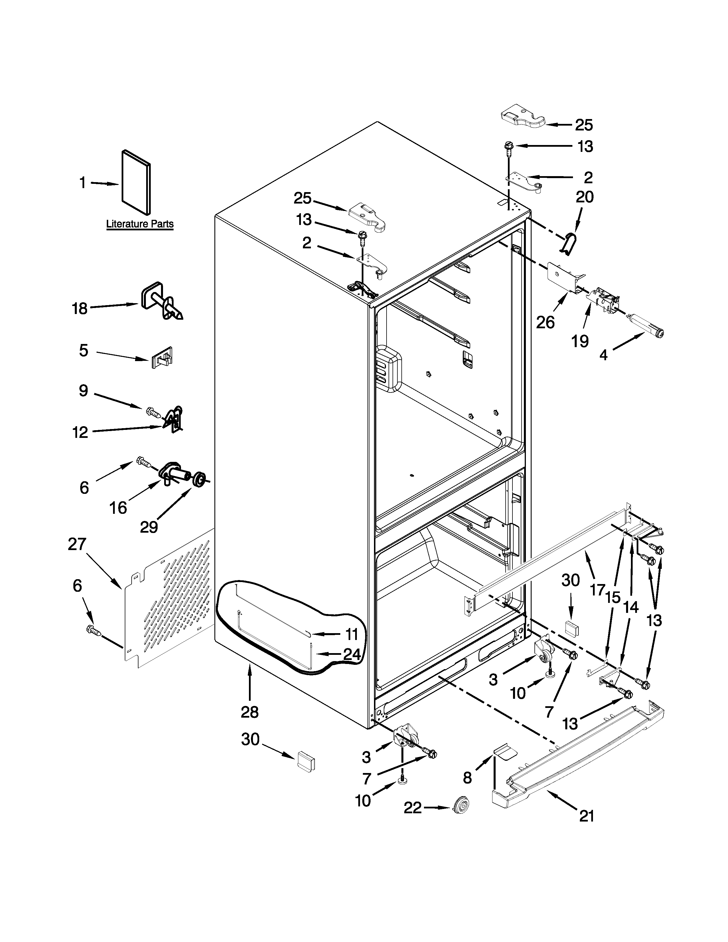 KitchenAid KFFS20EYWH04 cabinet parts diagram