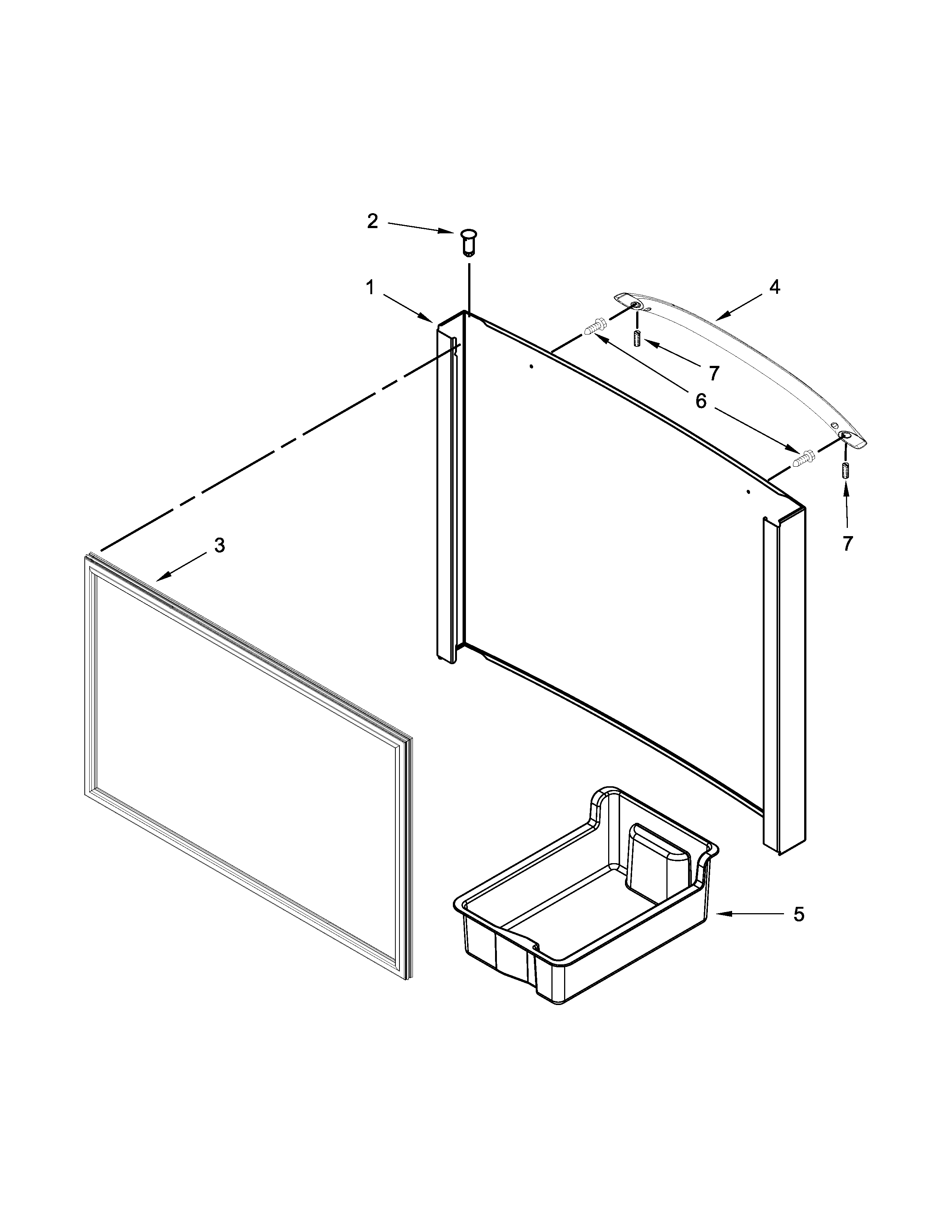 KitchenAid KFFS20EYWH04 freezer door parts diagram