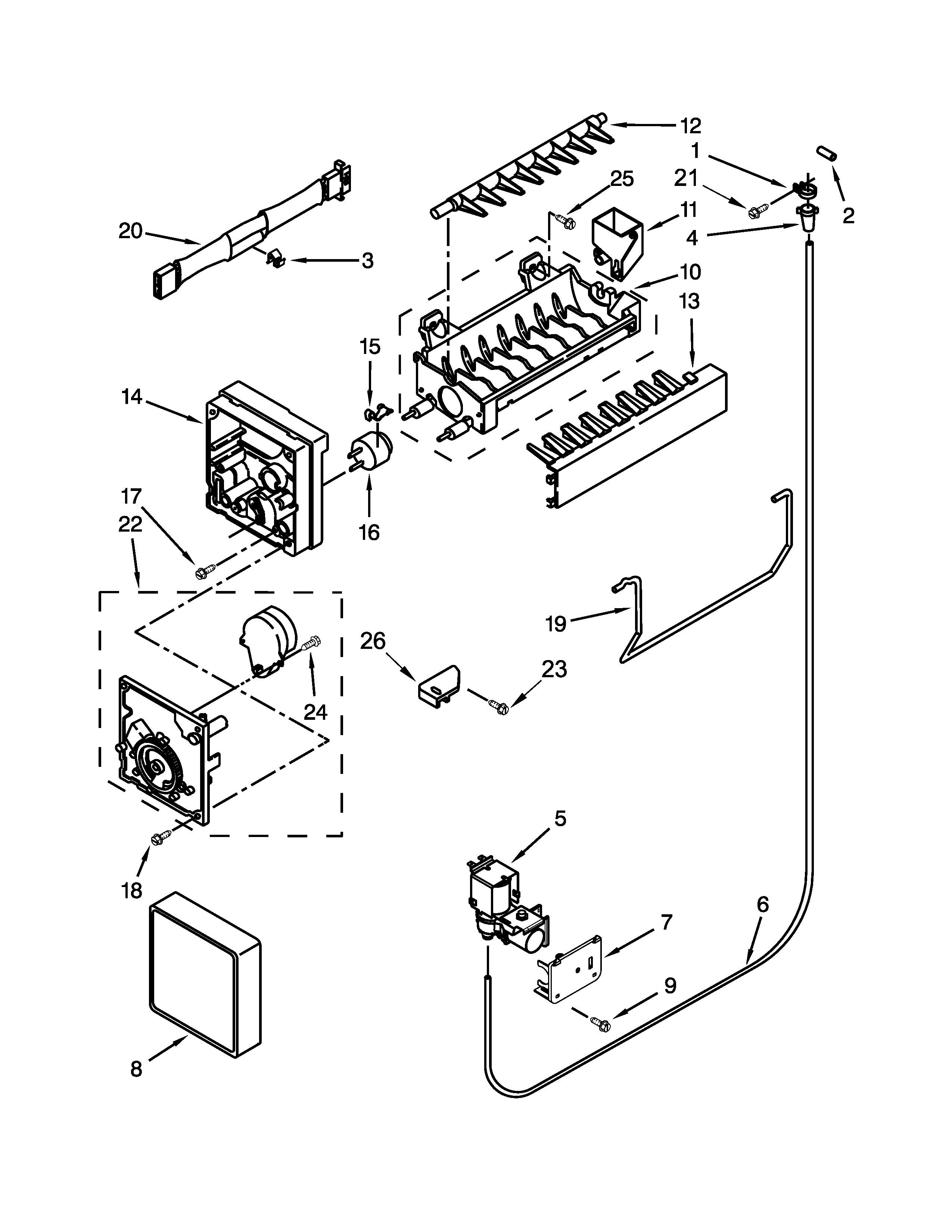 KitchenAid KFFS20EYWH04 icemaker parts diagram
