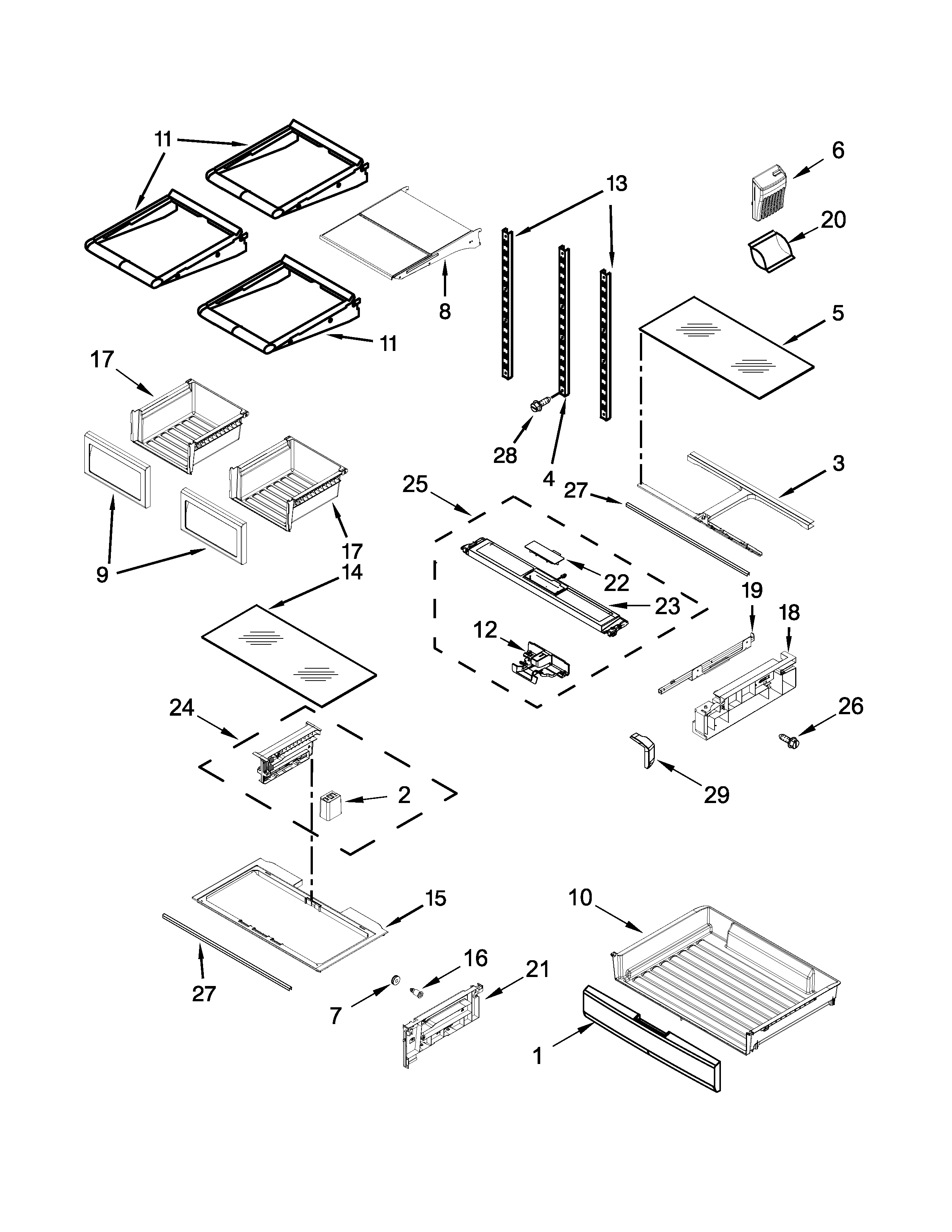 Ikea IX7DDEXDSM00 shelf parts diagram