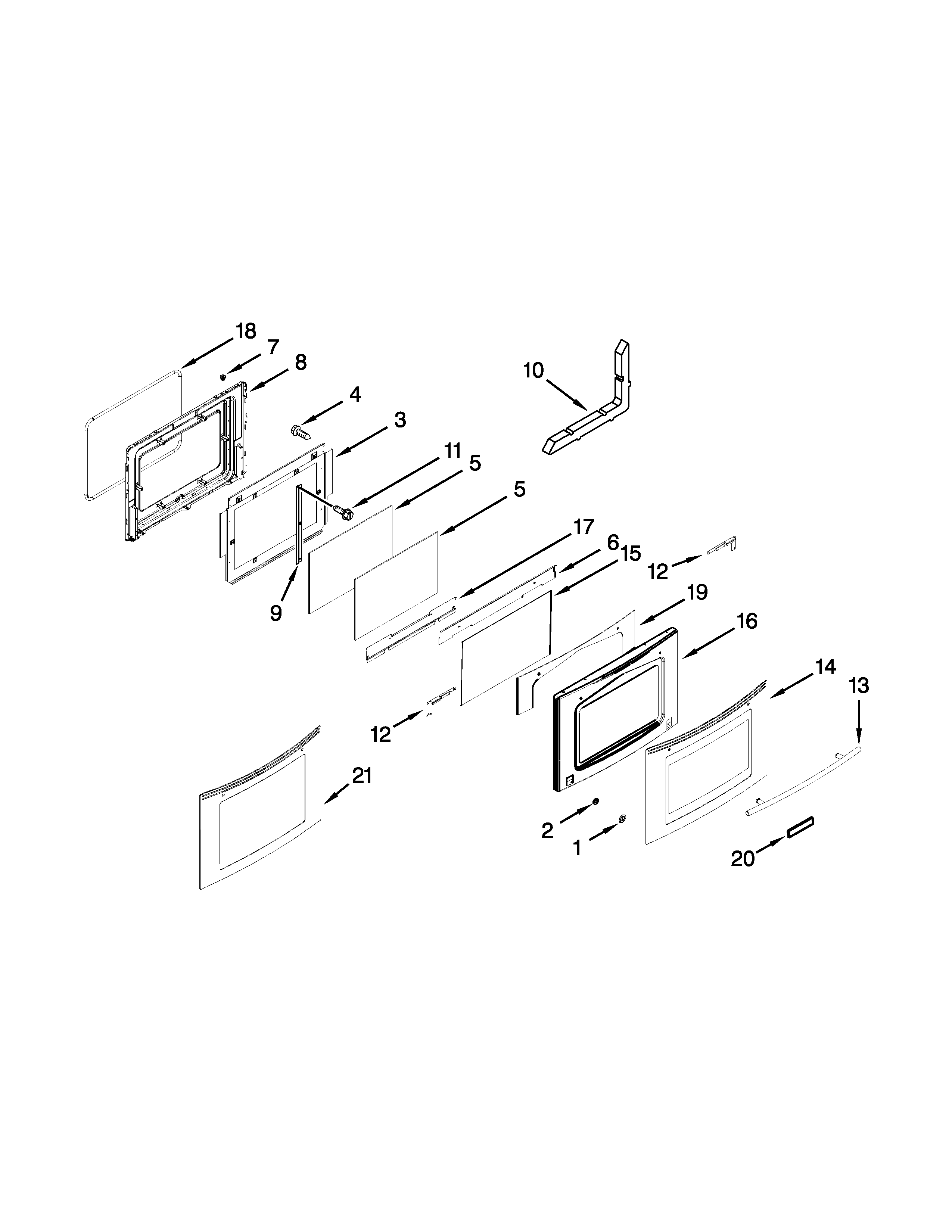 Jenn-Air JES9800CAB01 door parts diagram
