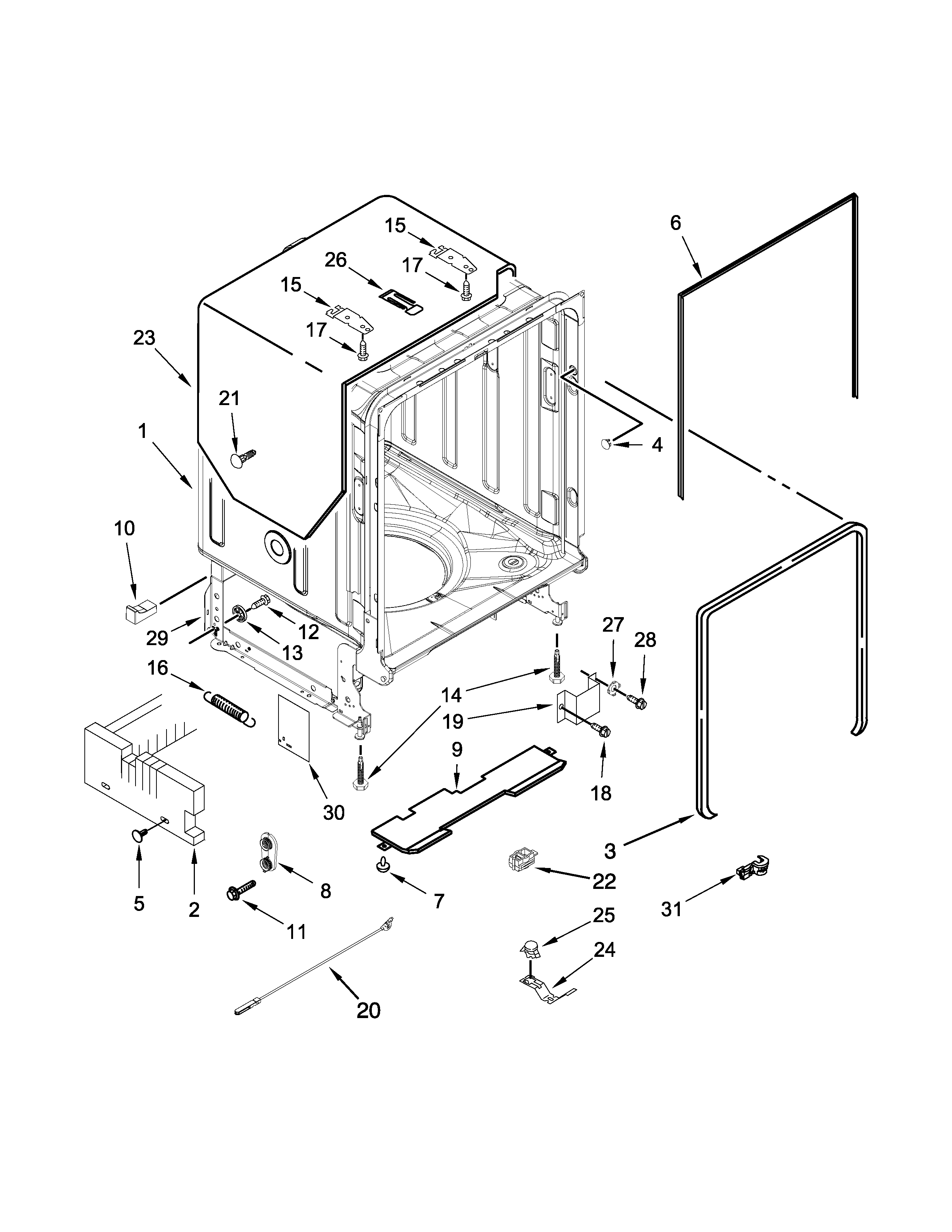 Maytag MDB8969SDH1 tub and frame parts diagram