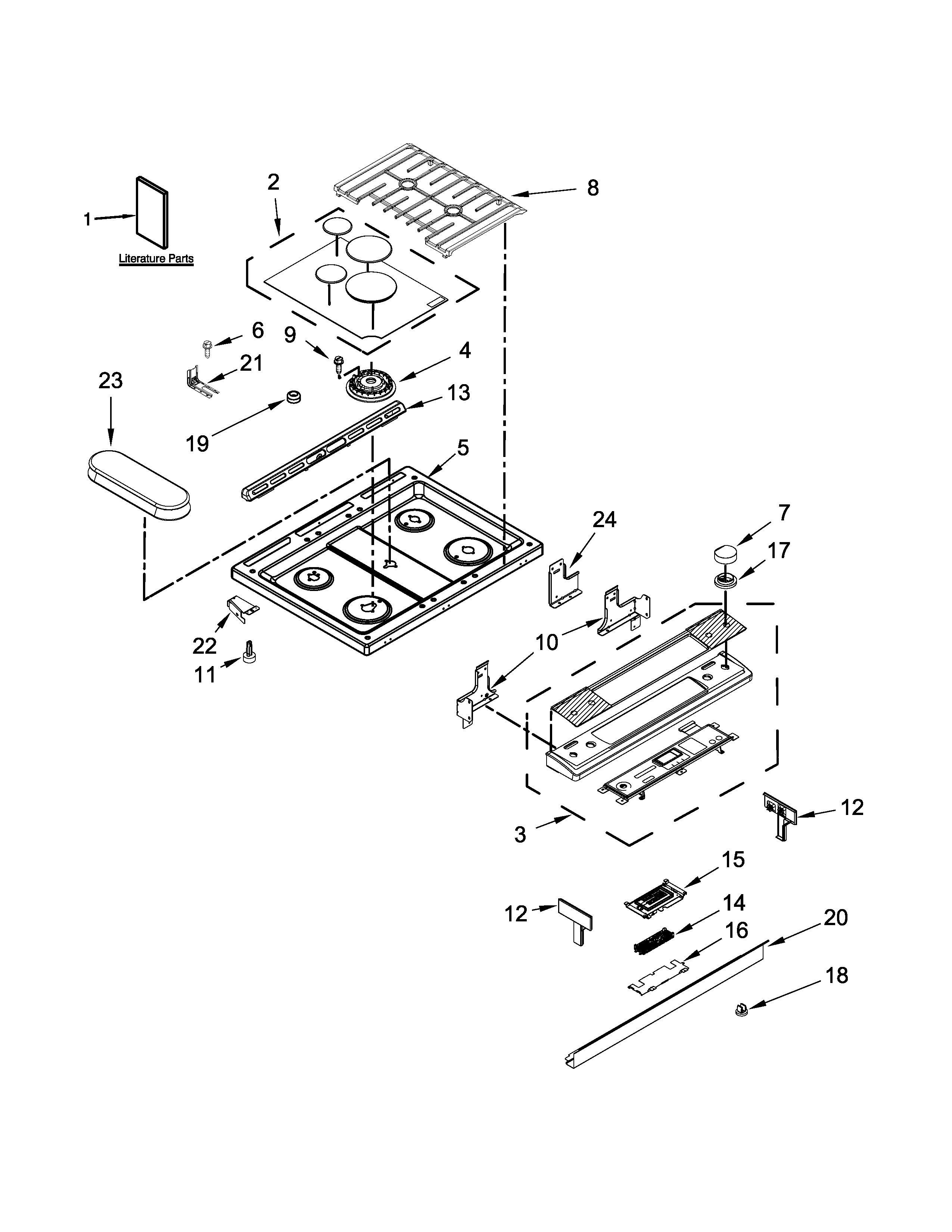 Jenn-Air JGS1450DP0 cooktop parts diagram